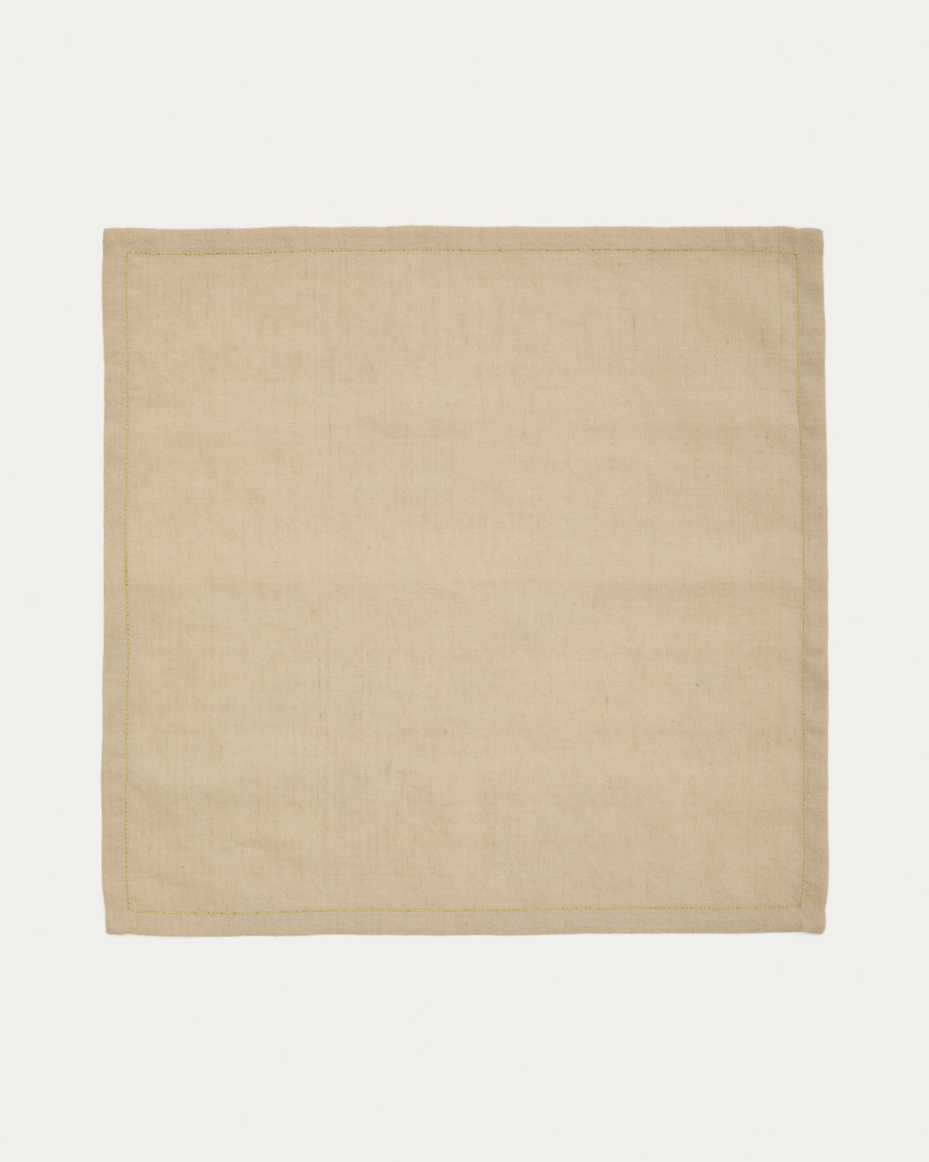 Oreti set of beige cotton and linen napkins with gold-coloured lurex embroidered detail - Product View