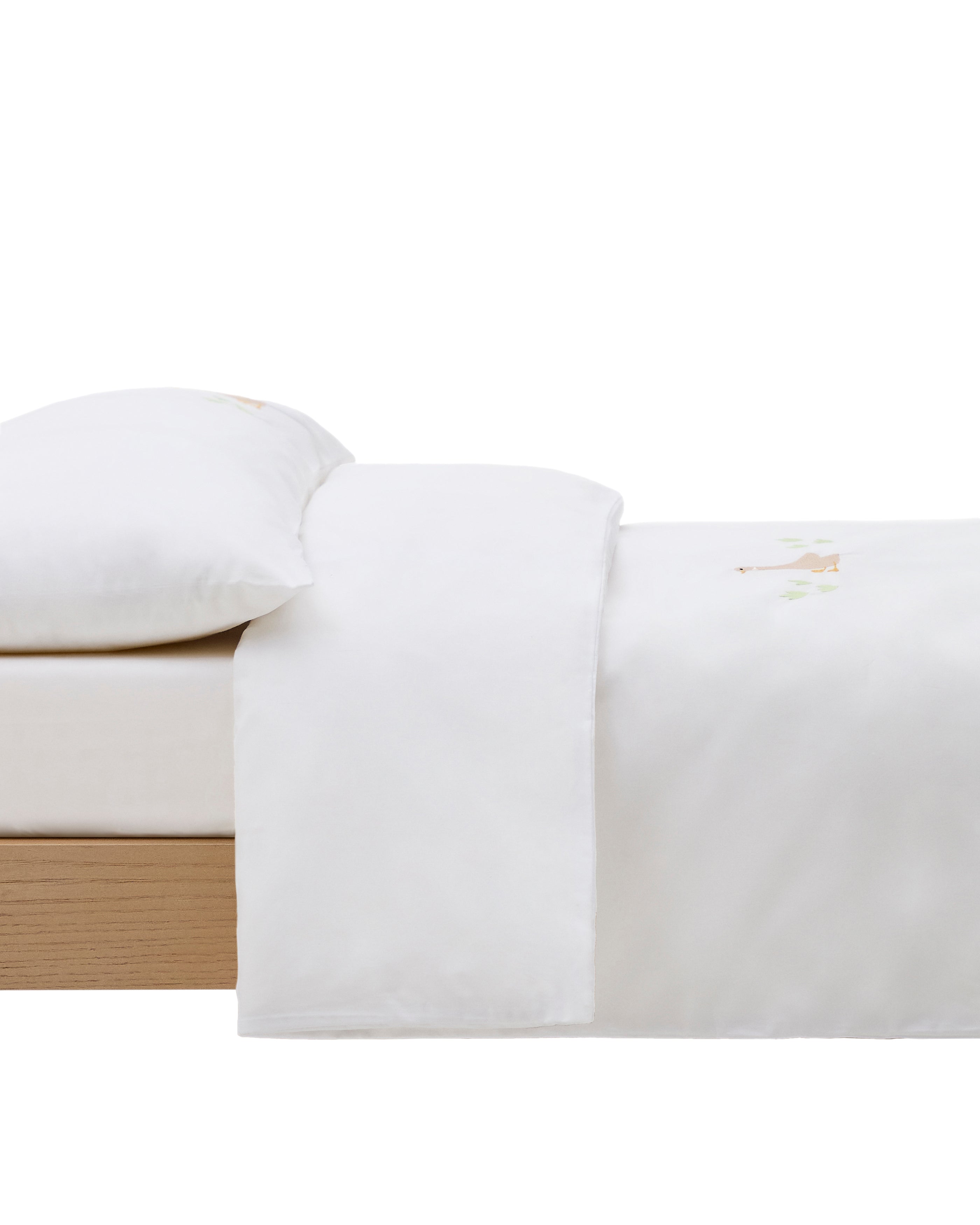 Milu set of duvet cover and pillow cases with embroidered goose for convertible cot and bed 70 x 140 cm - Product Image