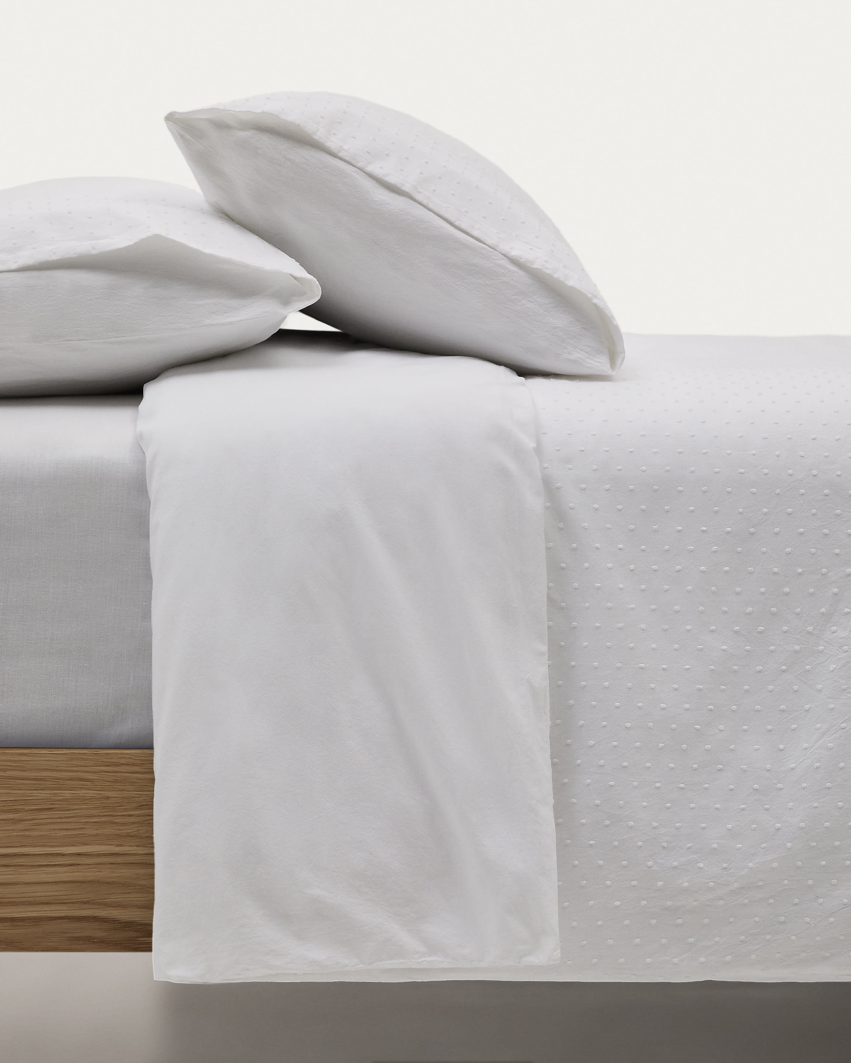 Atenie bézs ágytakaró és párnahuzat szett, 100% pamut percale, plumeti részlet, 150 cm ágy