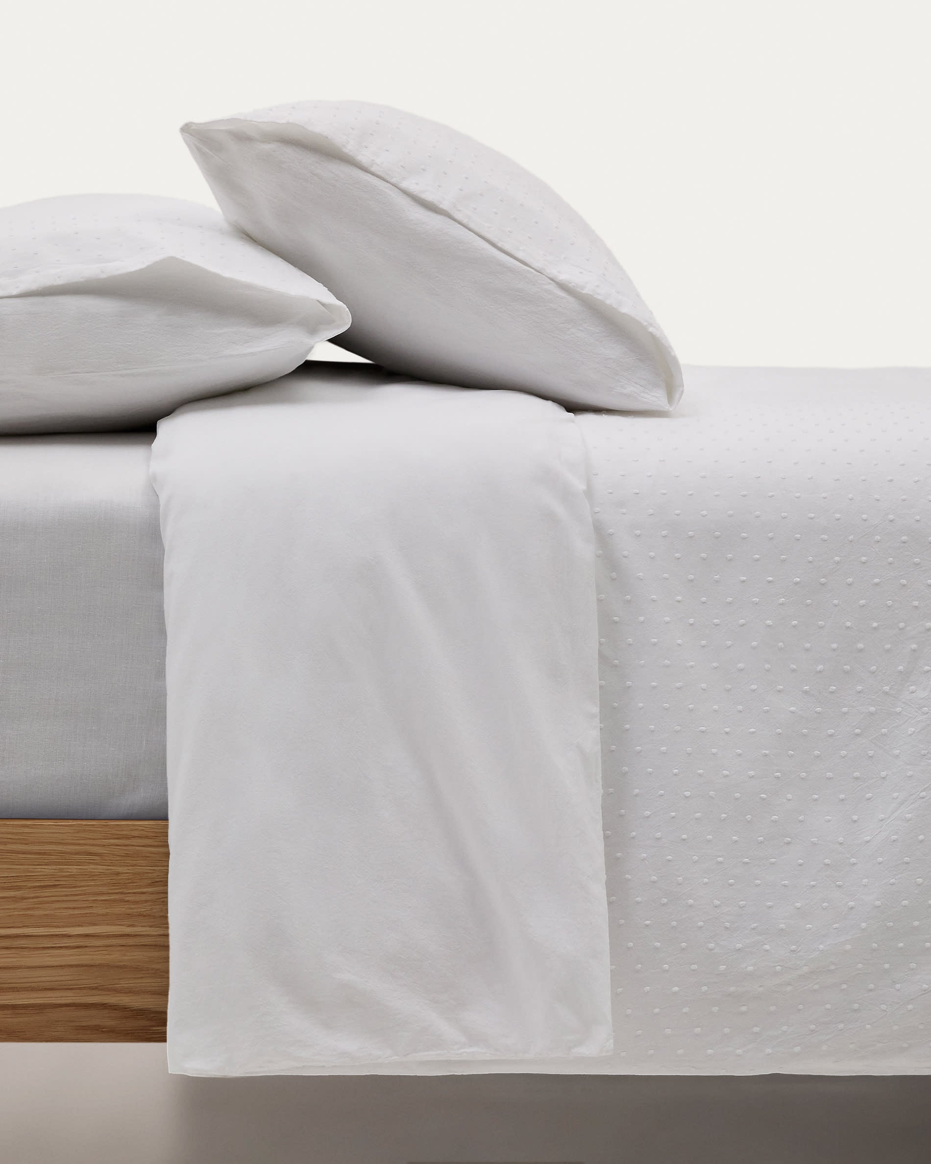 Atenie bézs ágytakaró és párnahuzat szett, 100% pamut percale, plumeti részlet, 150 cm ágy