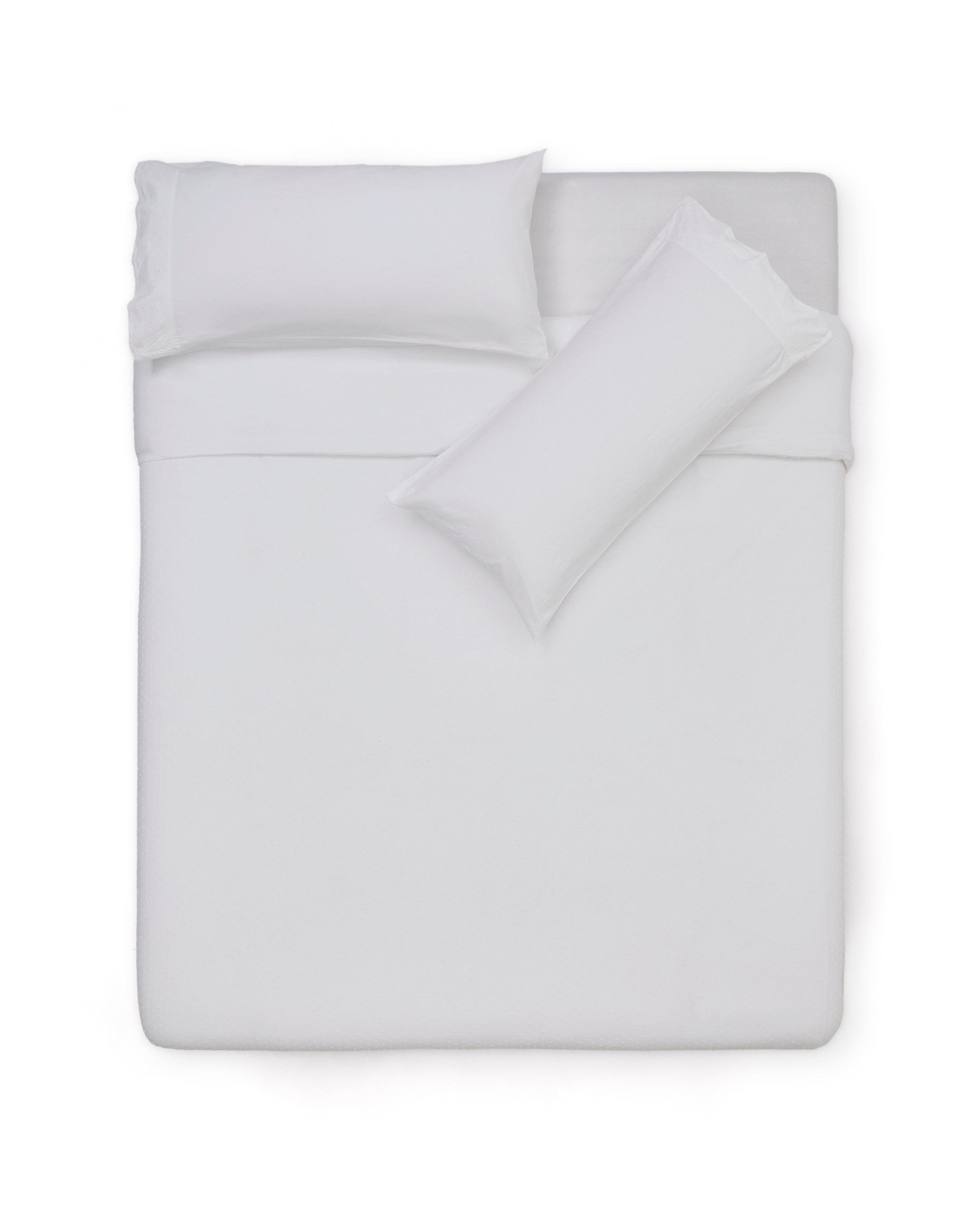 Atenie white duvet cover and pillowcase set, 100% cotton percale, plumeti detail, 180 cm bed - Product Image