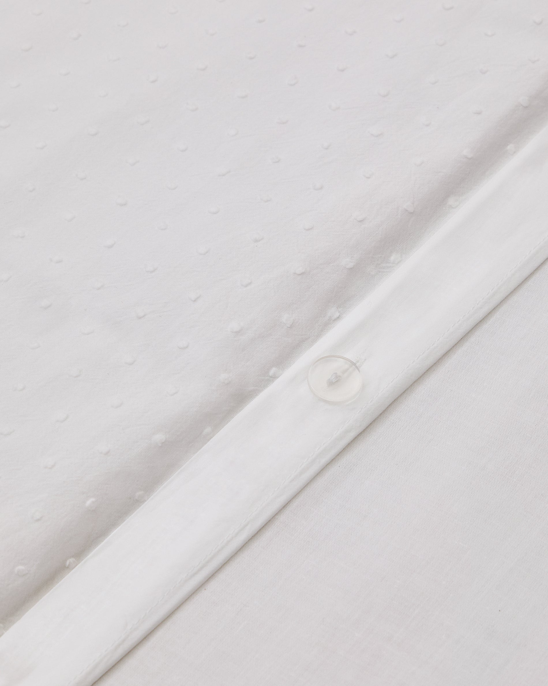 Atenie white duvet cover and pillowcase set, 100% cotton percale, plumeti detail, 180 cm bed - Detail