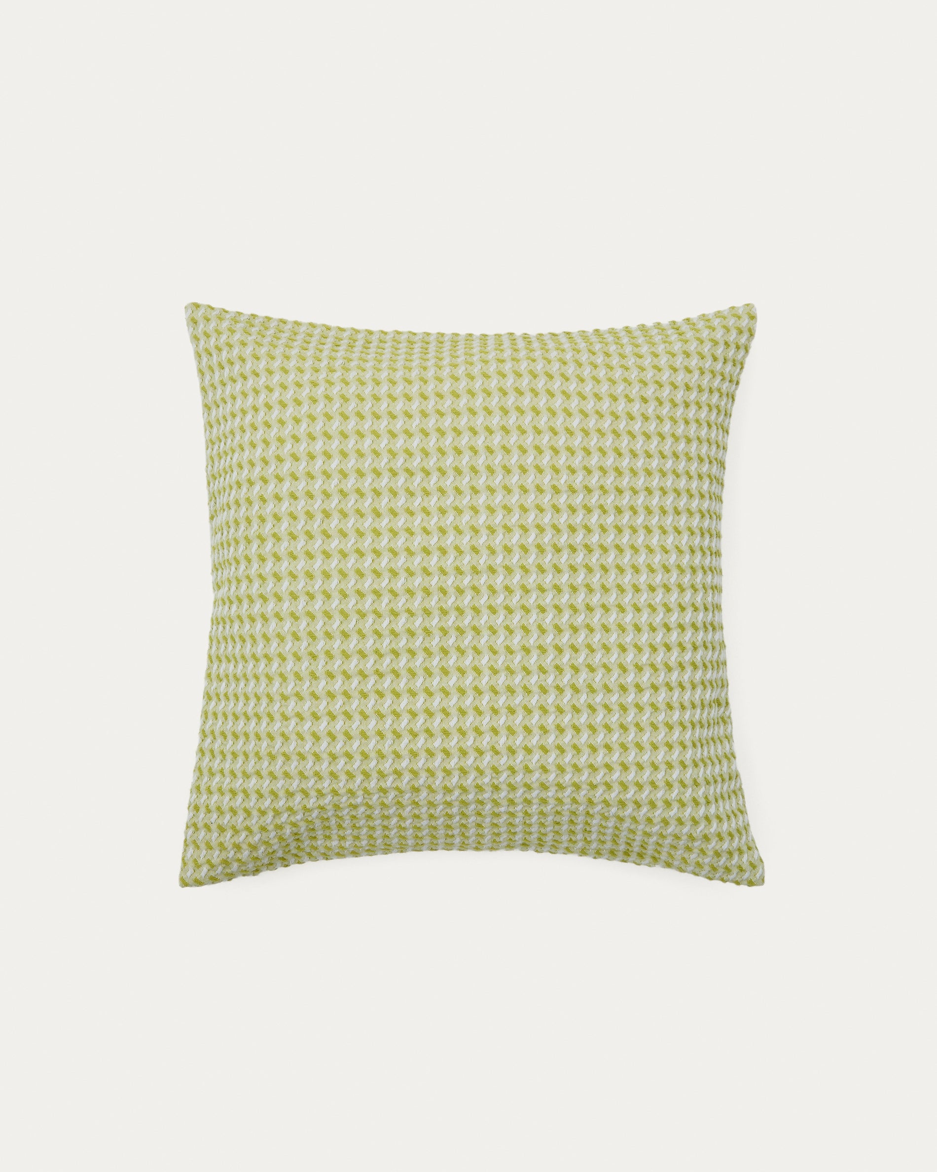 Lunira cushion cover with green waffle structure fabric 50 x 50cm - Product View