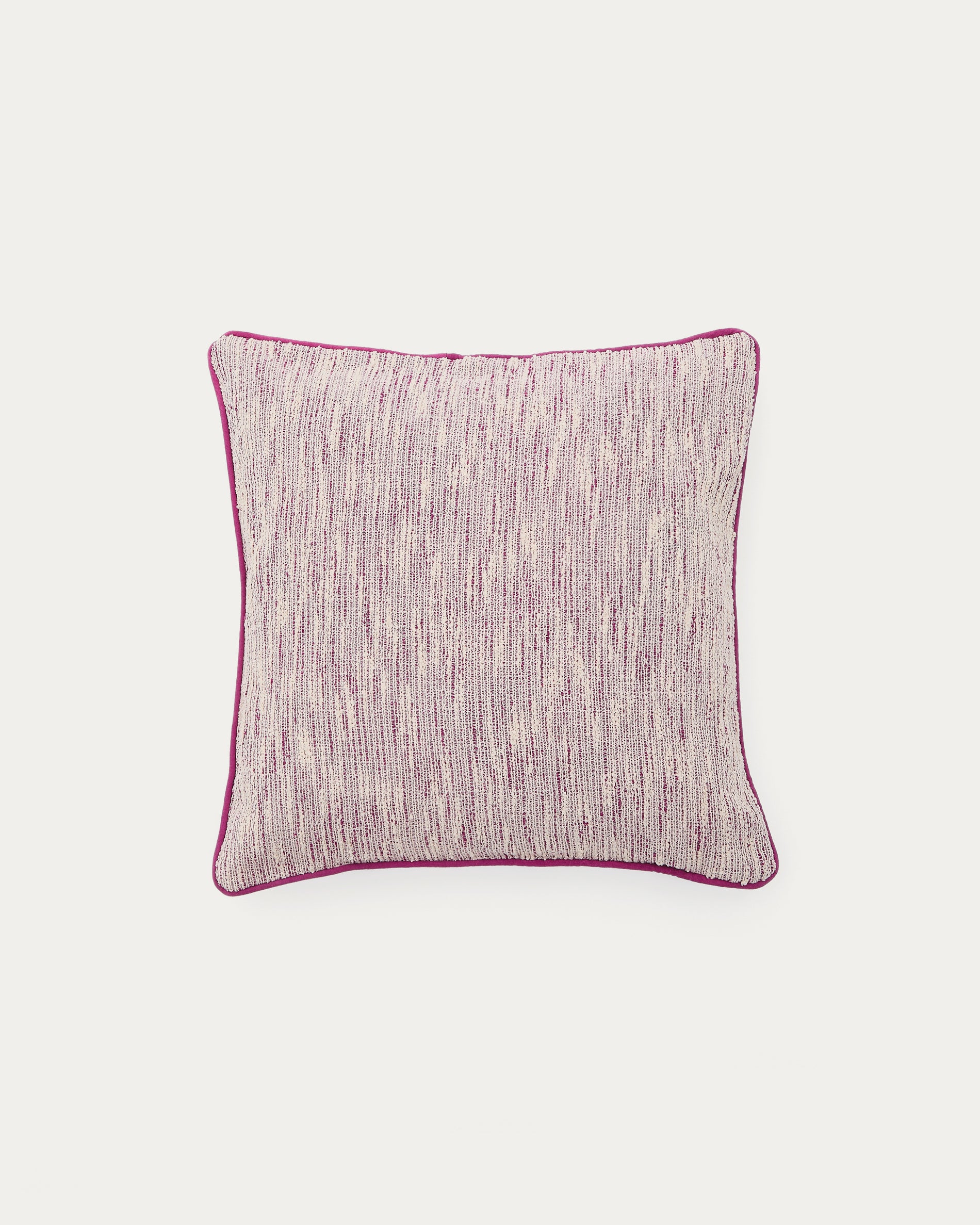 Brisella pink jacquard cushion cover with contrasting trim 45 x 45cm - Product View