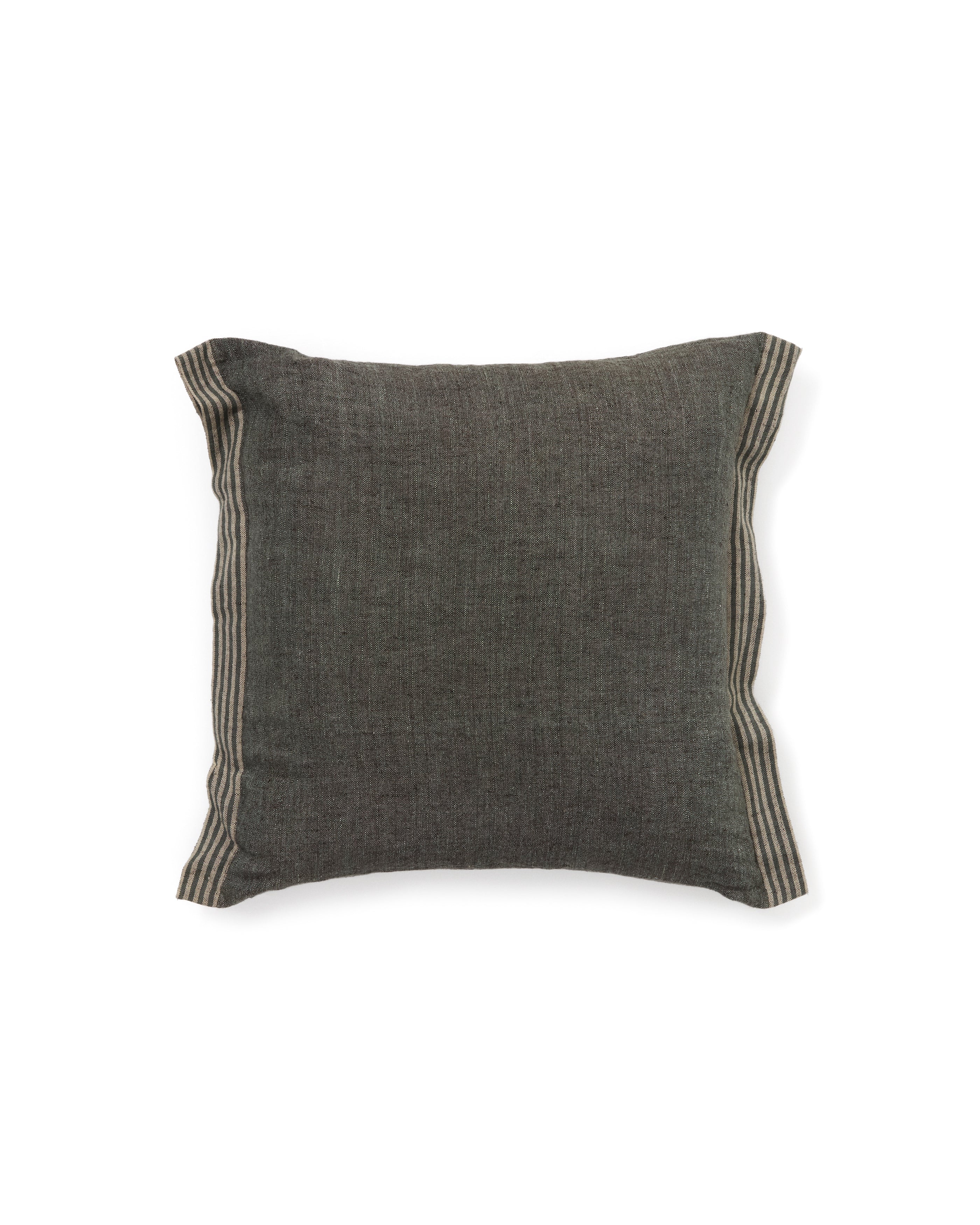 Niven green 100% melange linen cushion cover with side stripes 45 x 45cm - Product Image