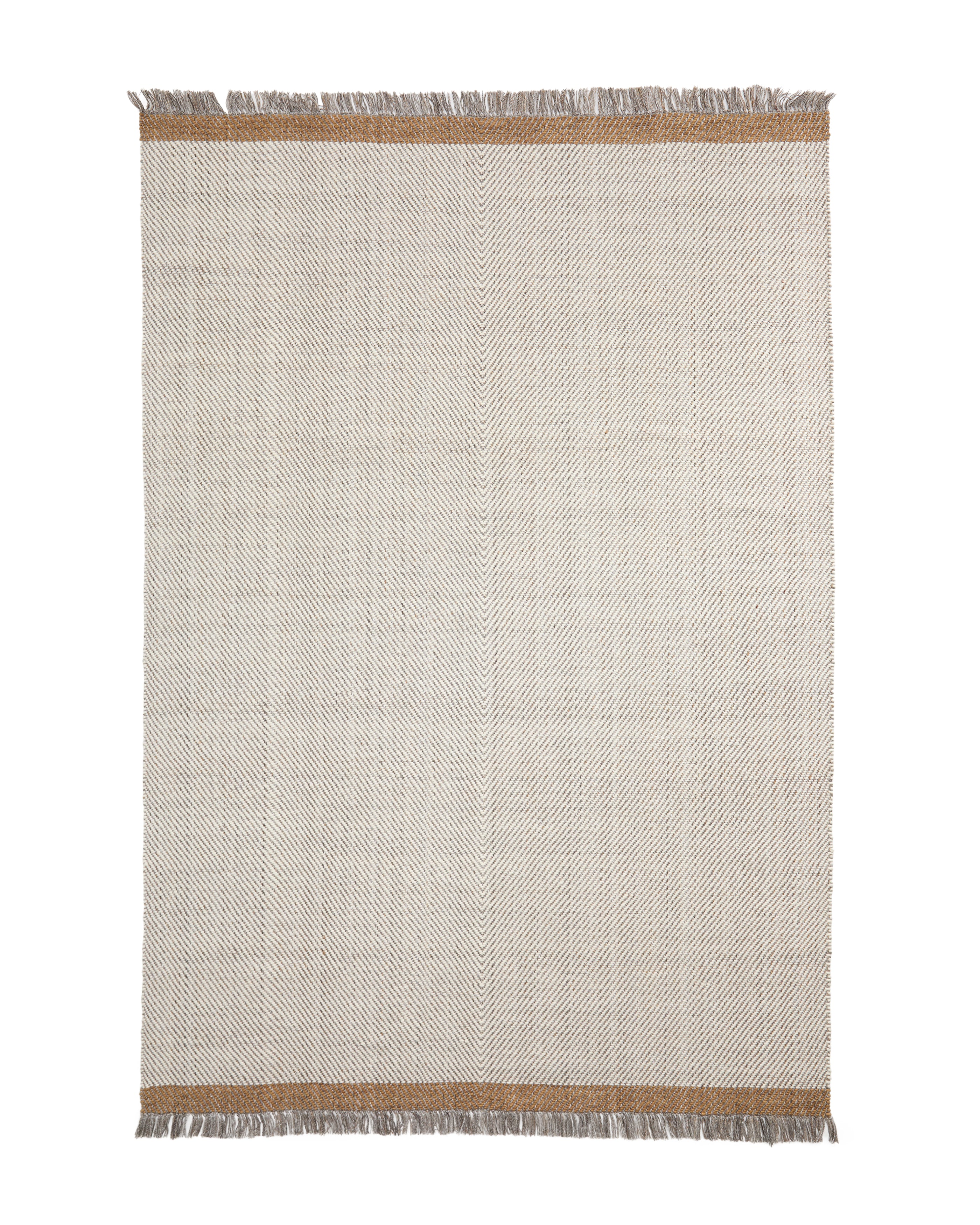 Brina beige herringbone jacquard wool rug 300 x 200cm - Product Image