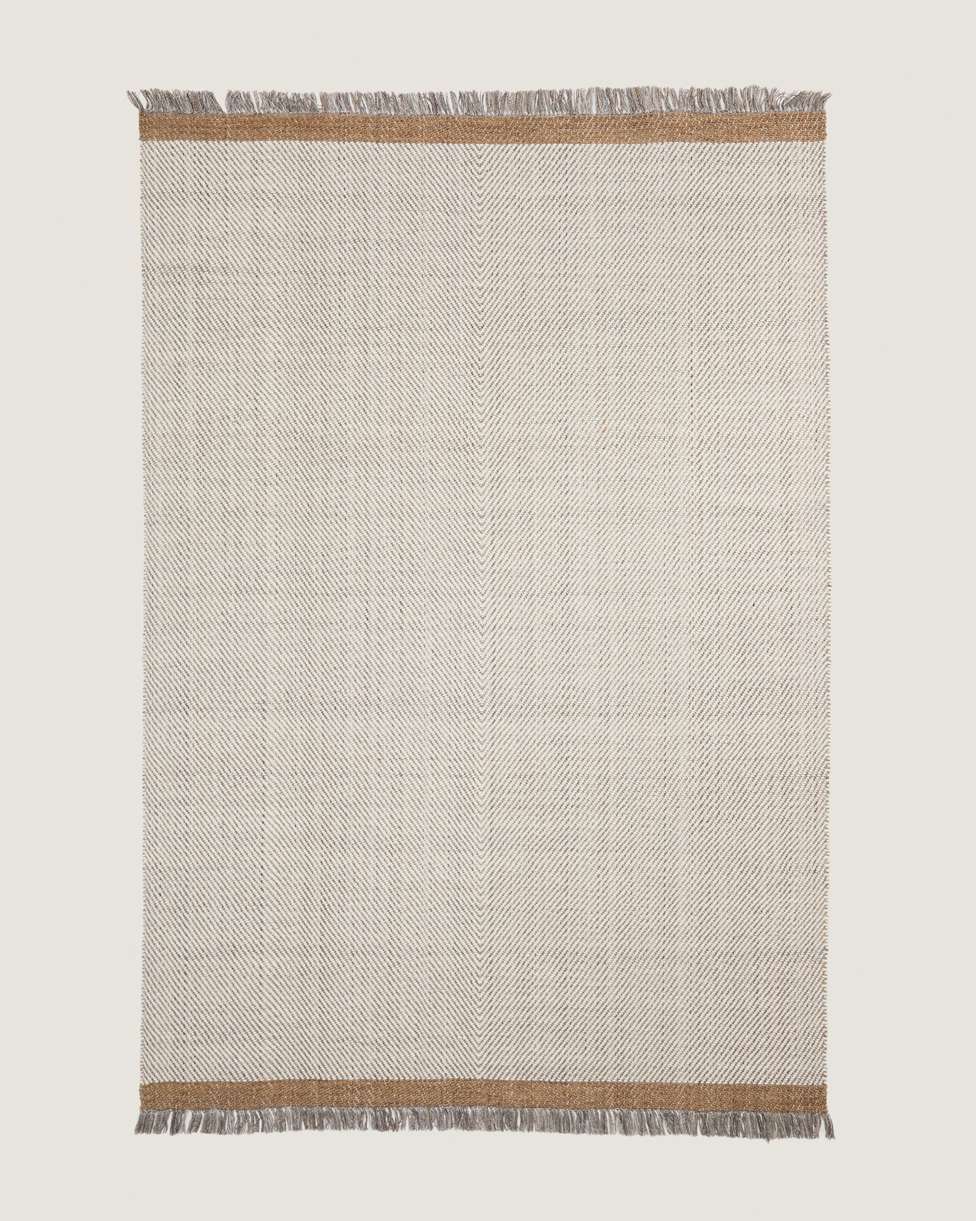 Brina beige herringbone jacquard wool rug 300 x 200cm - Product View