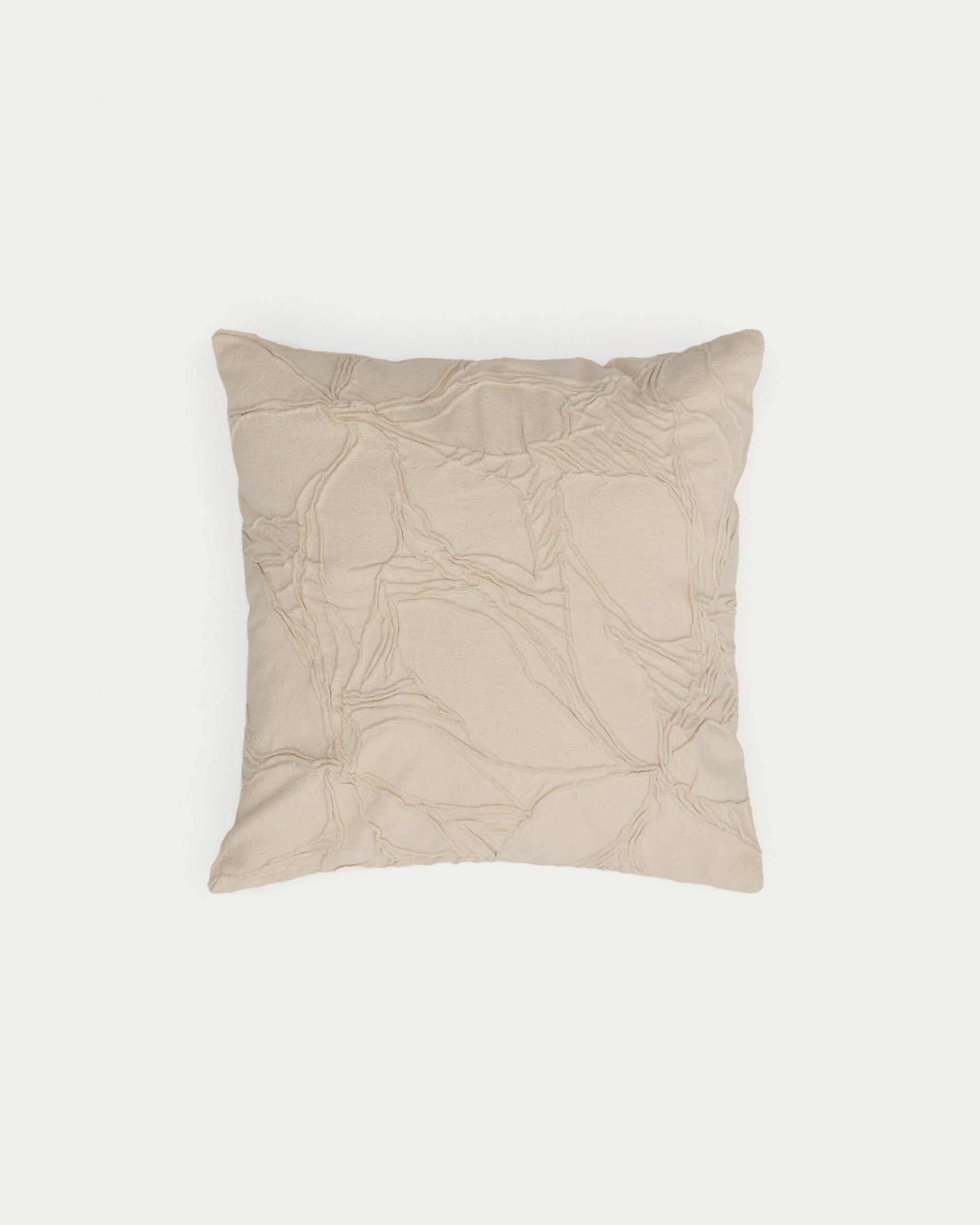 Zira beige flower detail cotton cushion cover 45 x 45cm - Product View