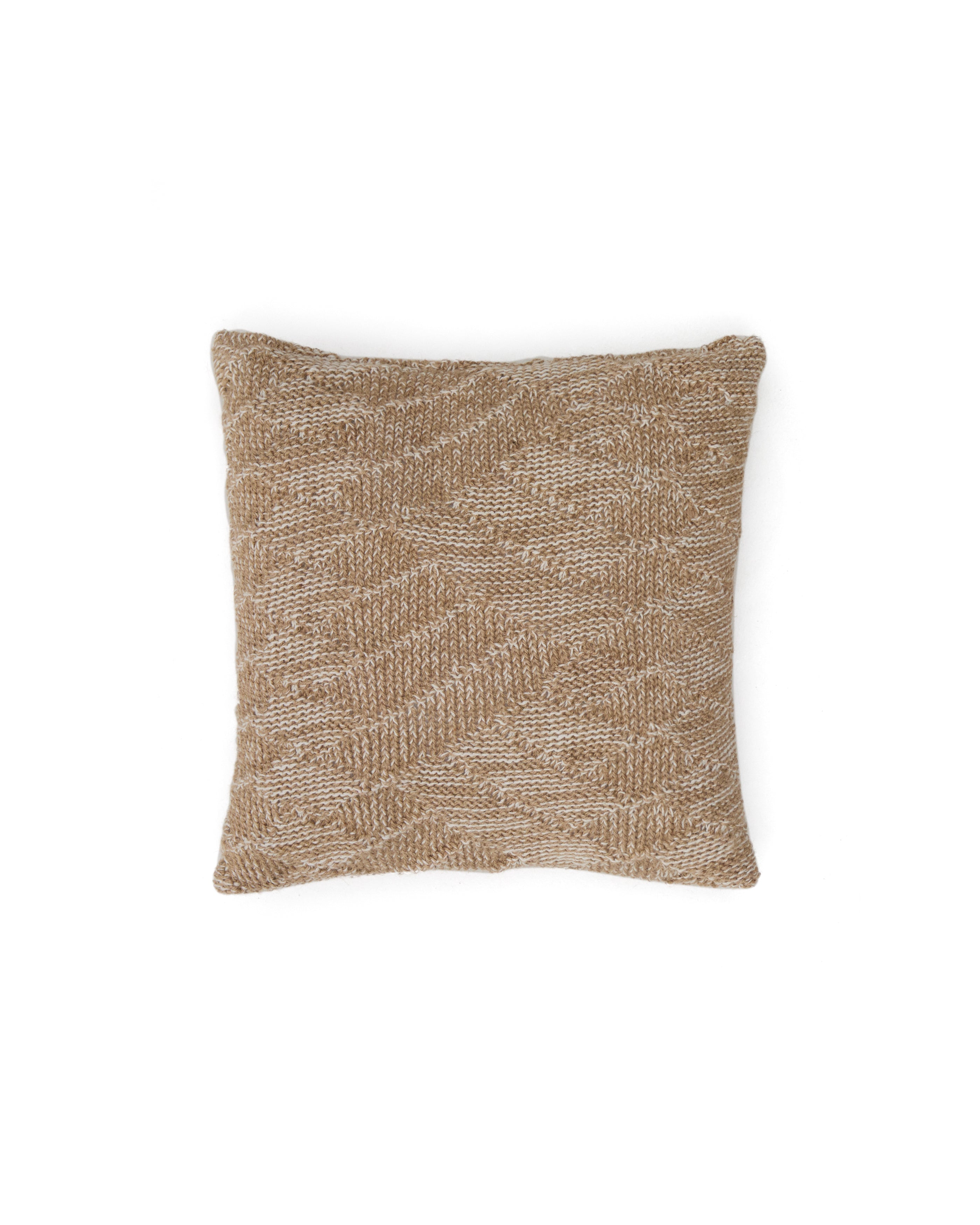 Melyan beige jacquard cotton and jute cushion cover 45 x 45cm - Product Image