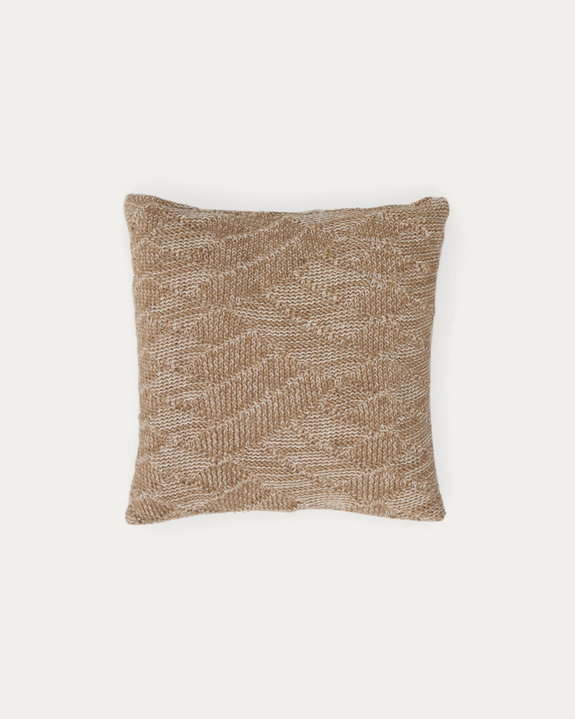Melyan beige jacquard cotton and jute cushion cover 45 x 45cm - Product View