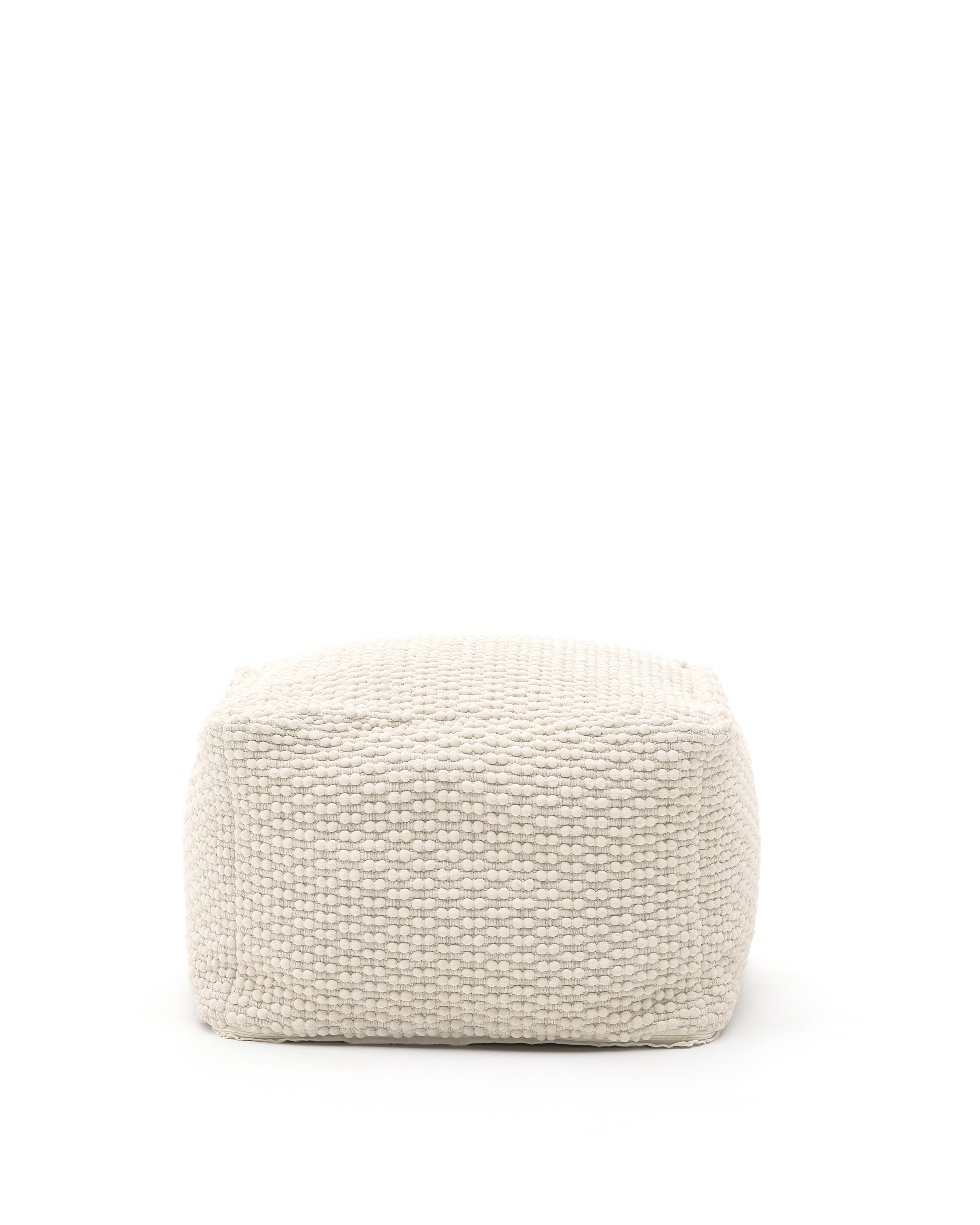 Mascarell pouffe, cotton and polyester in white, 60 x 60 cm - Product Image