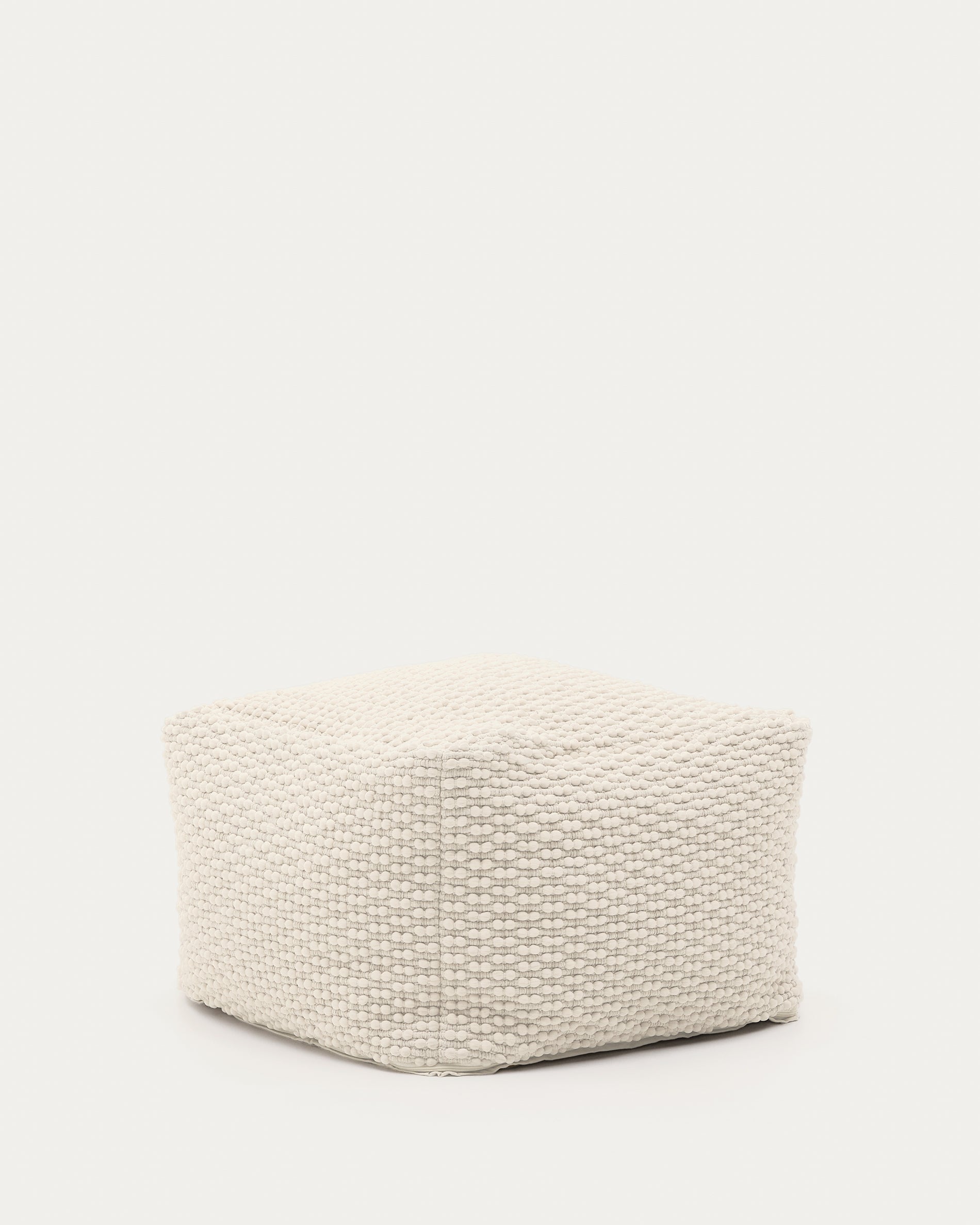 Mascarell pouffe, cotton and polyester in white, 60 x 60 cm - Product View