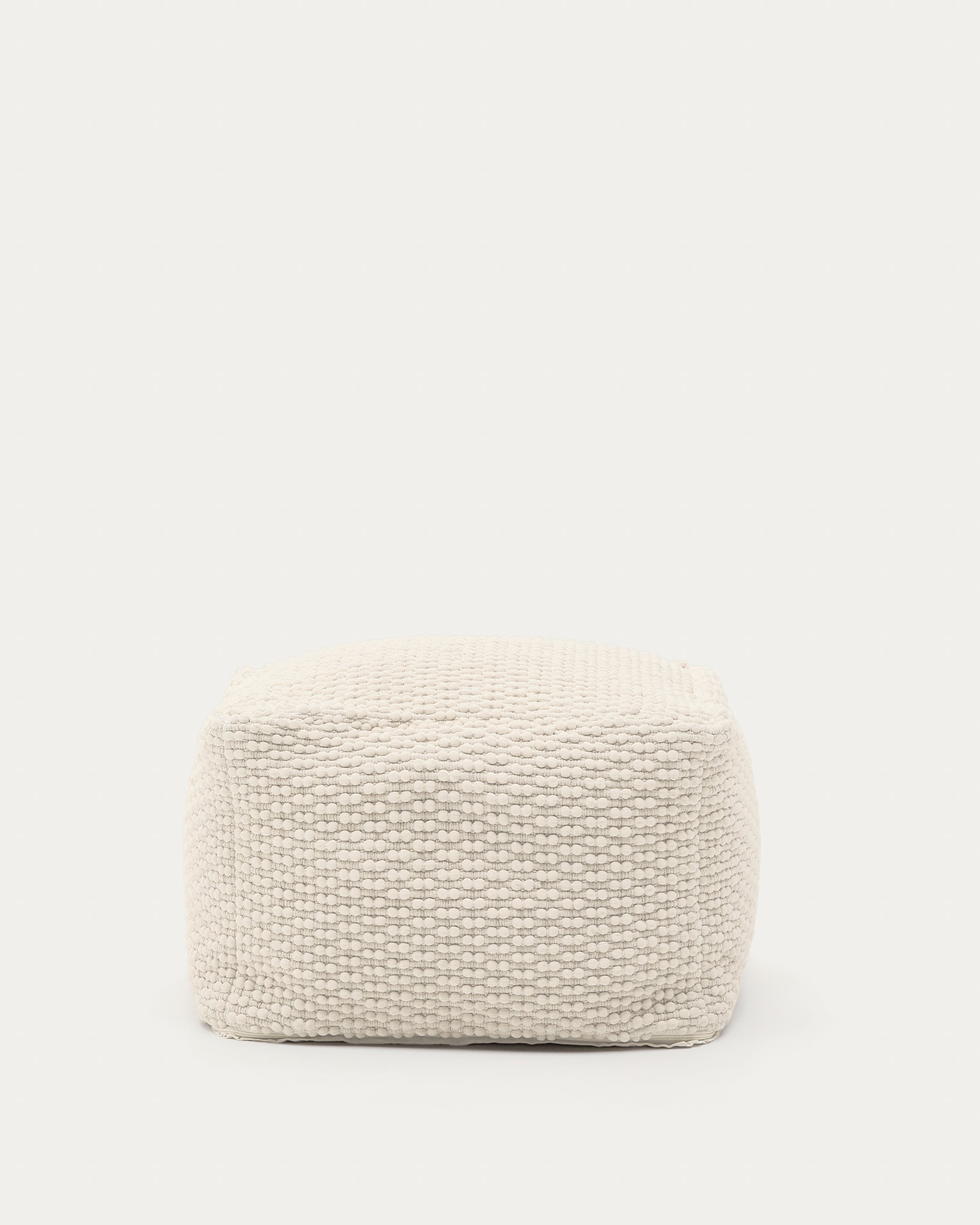 Mascarell pouffe, cotton and polyester in white, 60 x 60 cm - Product View