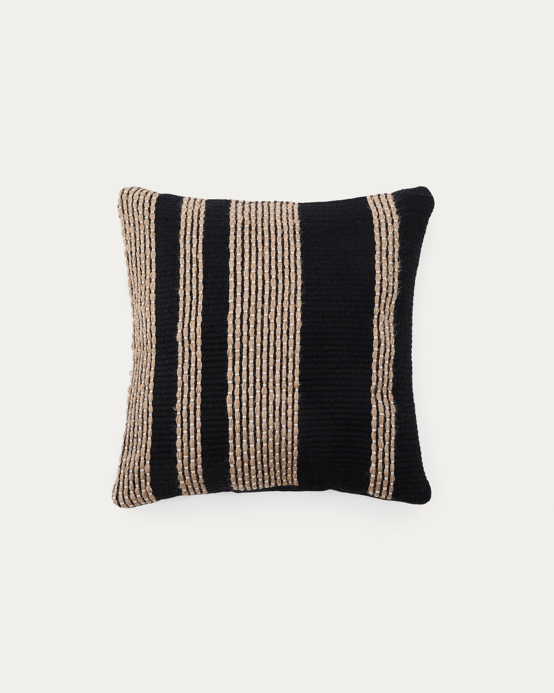 Aylin black jute-embroidered cotton cushion cover 50 x 50 cm - Product View