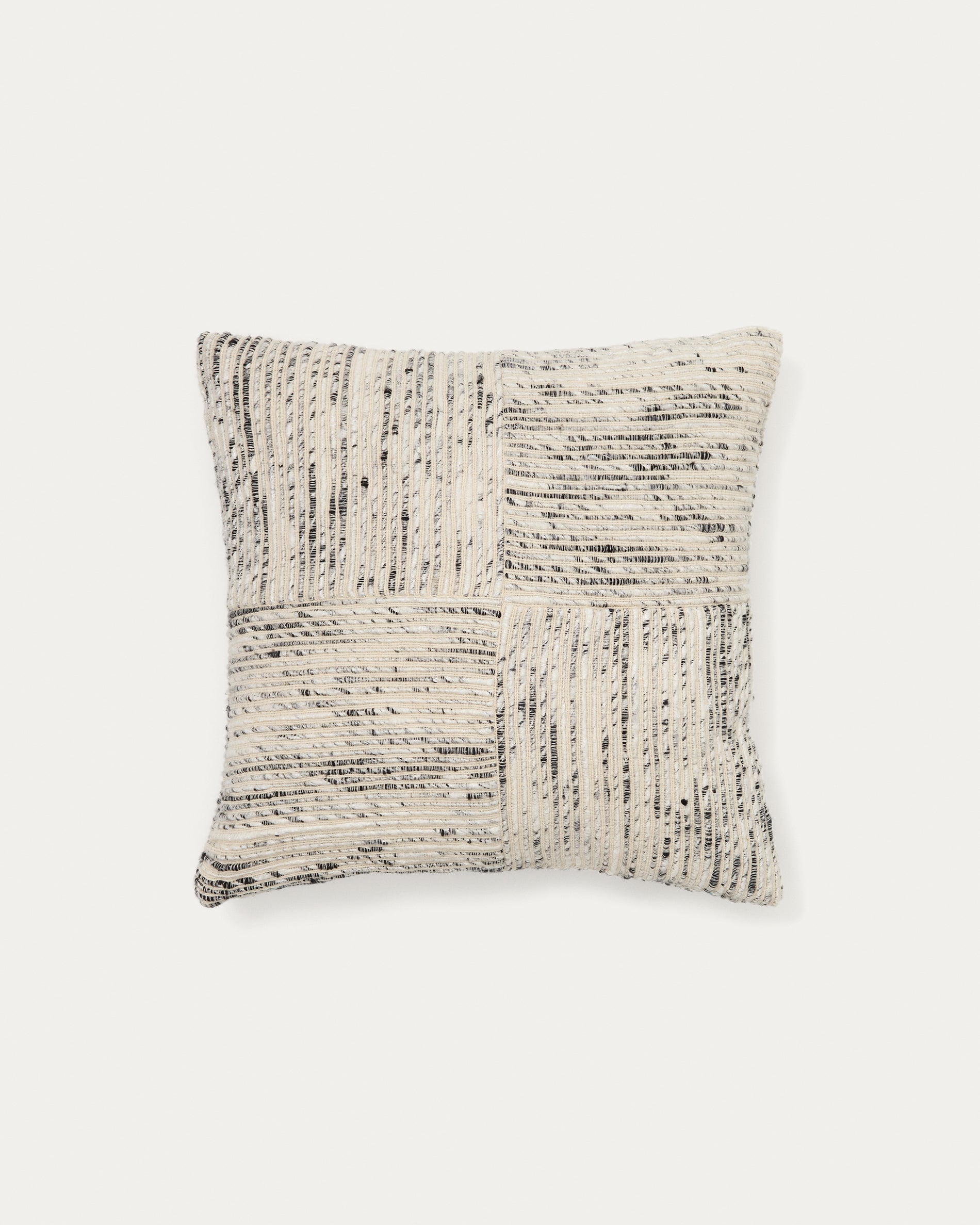 Anuba beige and black checked jacquard cushion cover 45 x 45cm - Product View