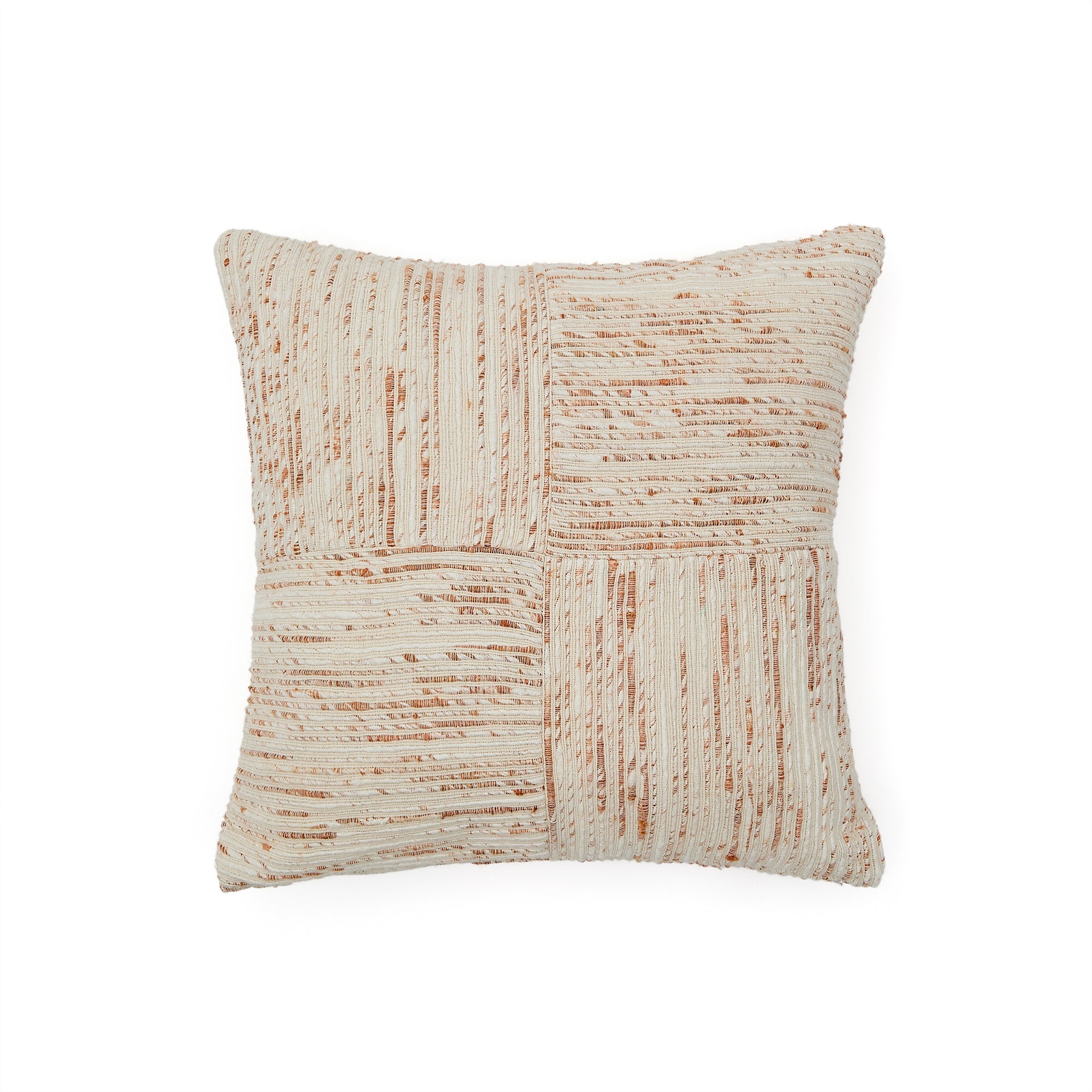 Anuba beige and red checked jacquard cushion cover 45 x 45cm - Product Image