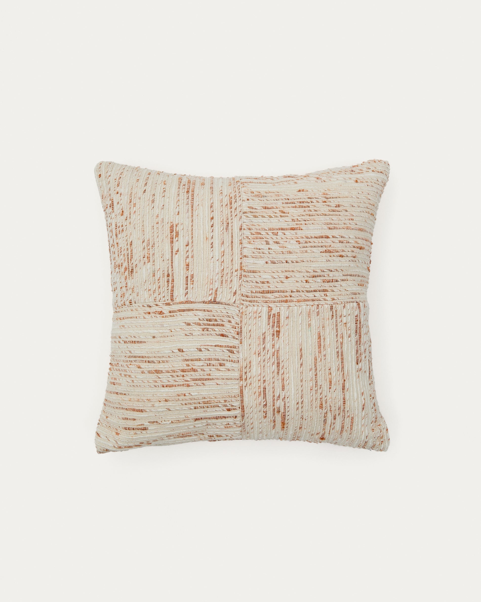Anuba beige and red checked jacquard cushion cover 45 x 45cm - Product View