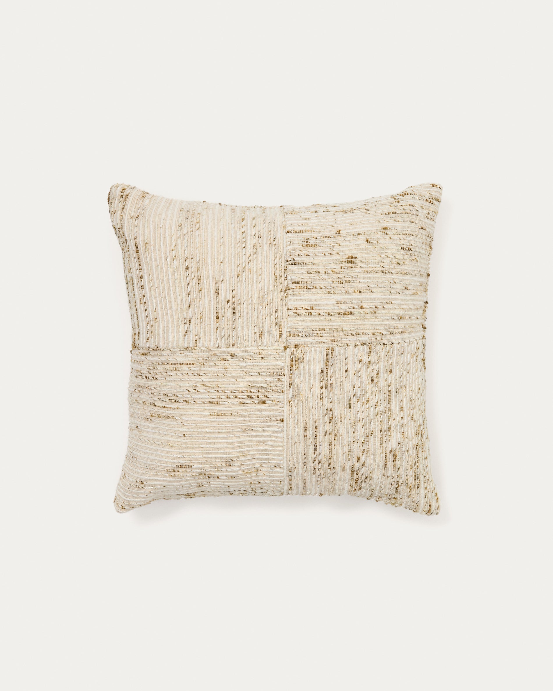 Anuba beige and green checked jacquard cushion cover 45 x 45cm - Product View