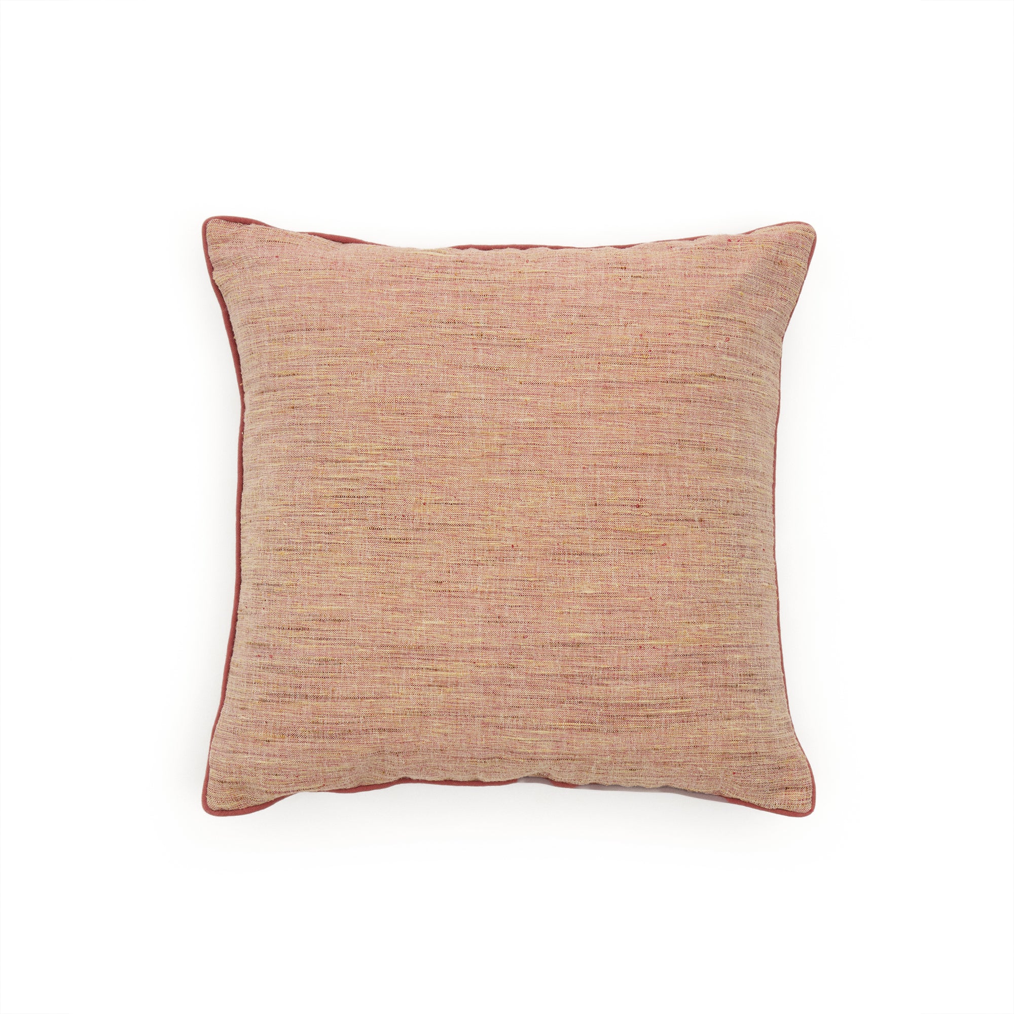 Aleos pink cushion cover in melange fabric with contrasting trim 45 x 45cm - Product Image