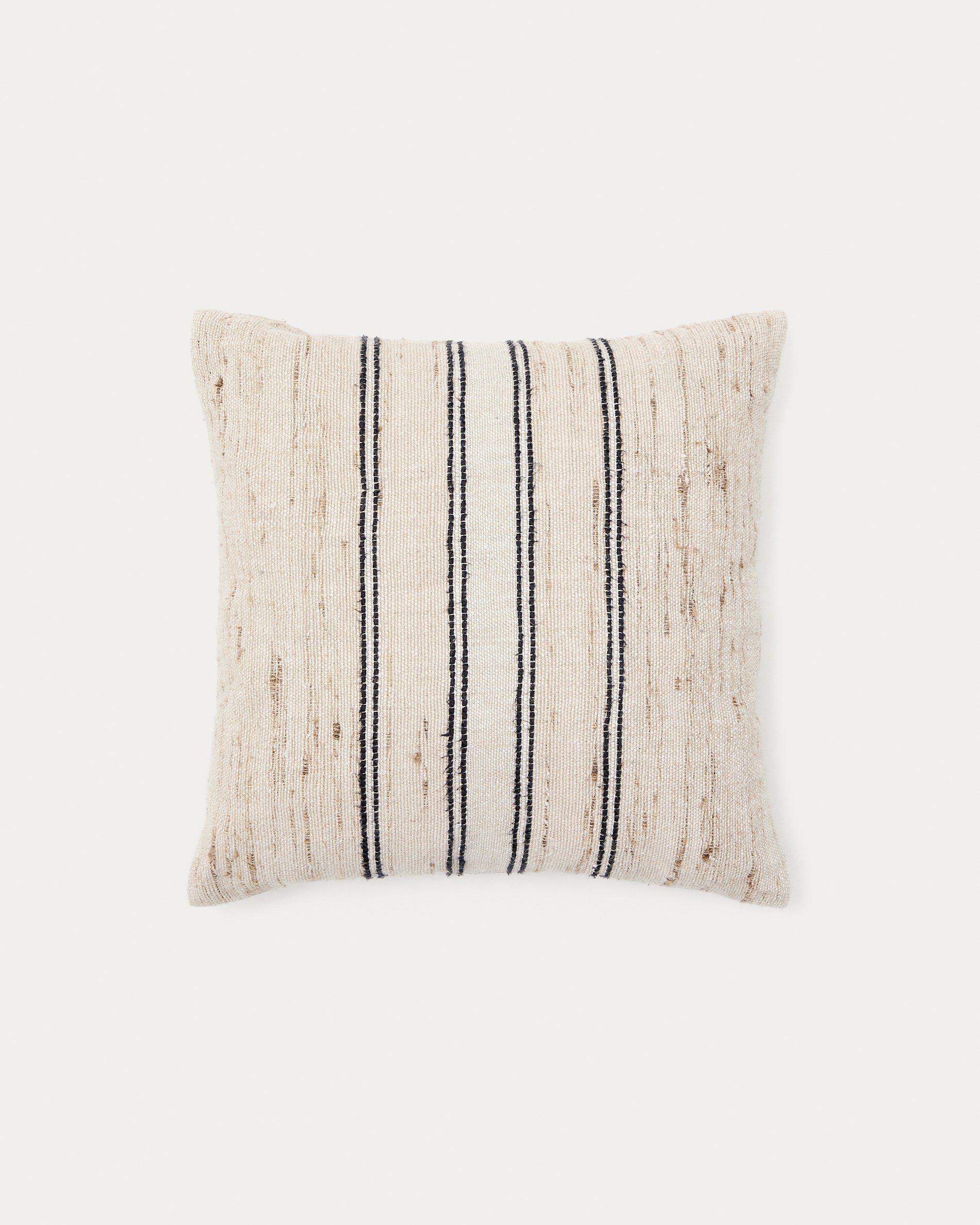 Dorien beige cushion cover with contrasting woven stripes 45 x 45cm - Product View