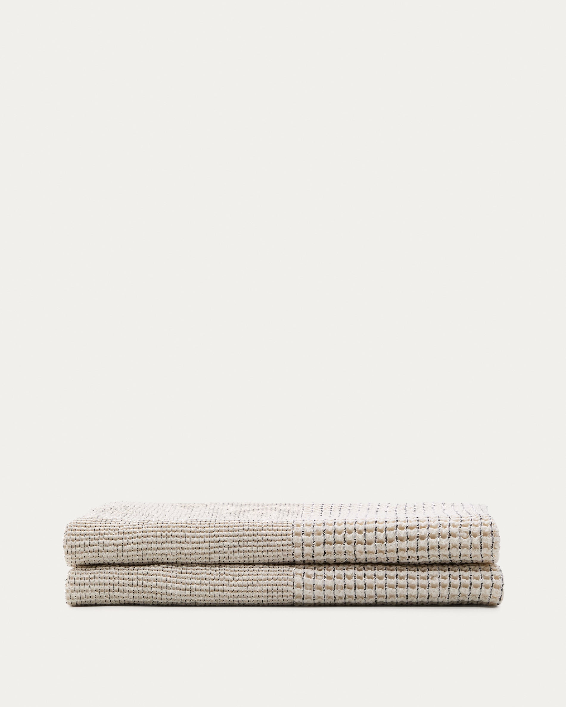 Mabile blue striped jacquard 100% cotton bedspread for 150/160cm bed - Product View