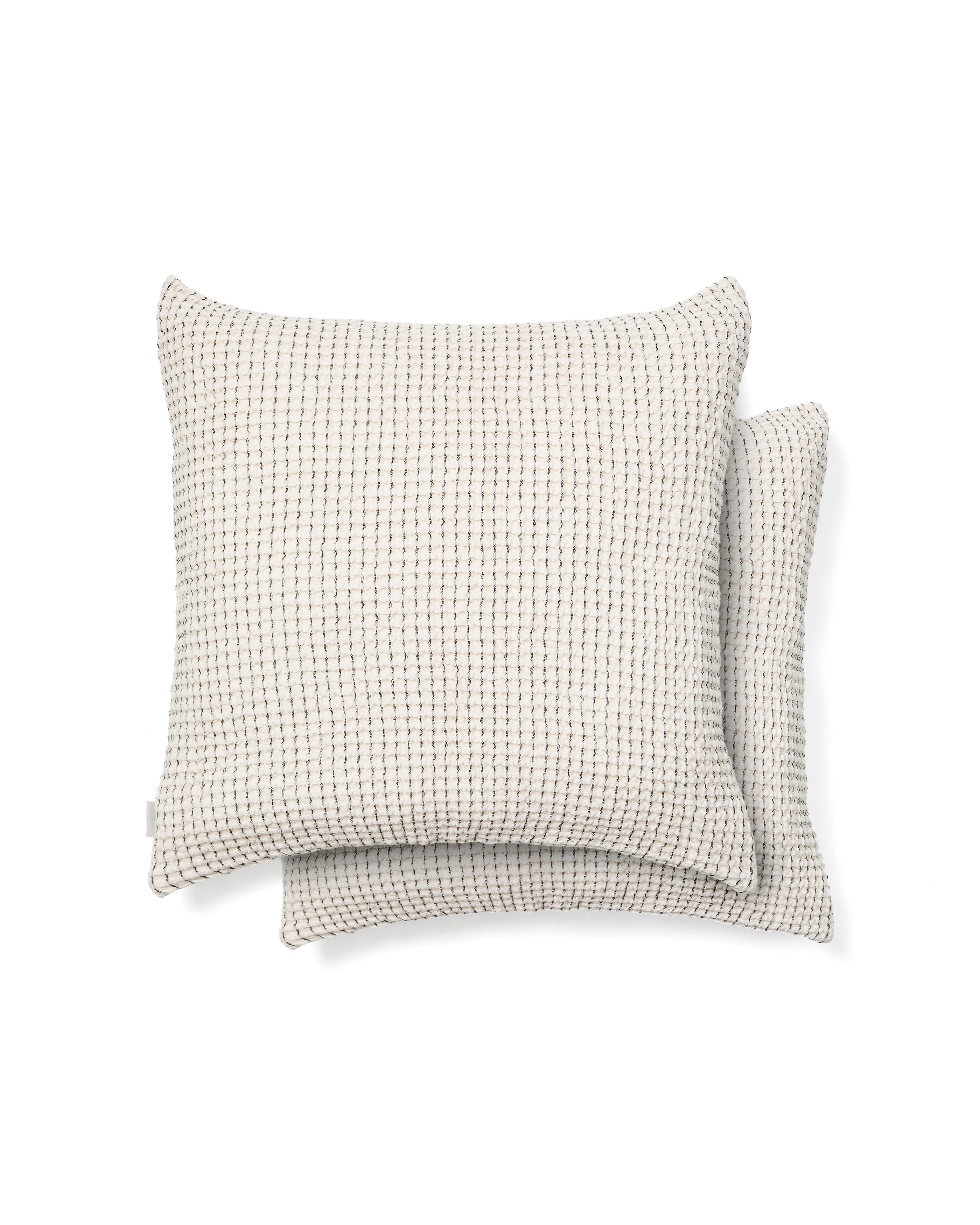Mabile set of 2 blue striped jacquard cushions in 100% cotton 50 x 50cm - Product Image