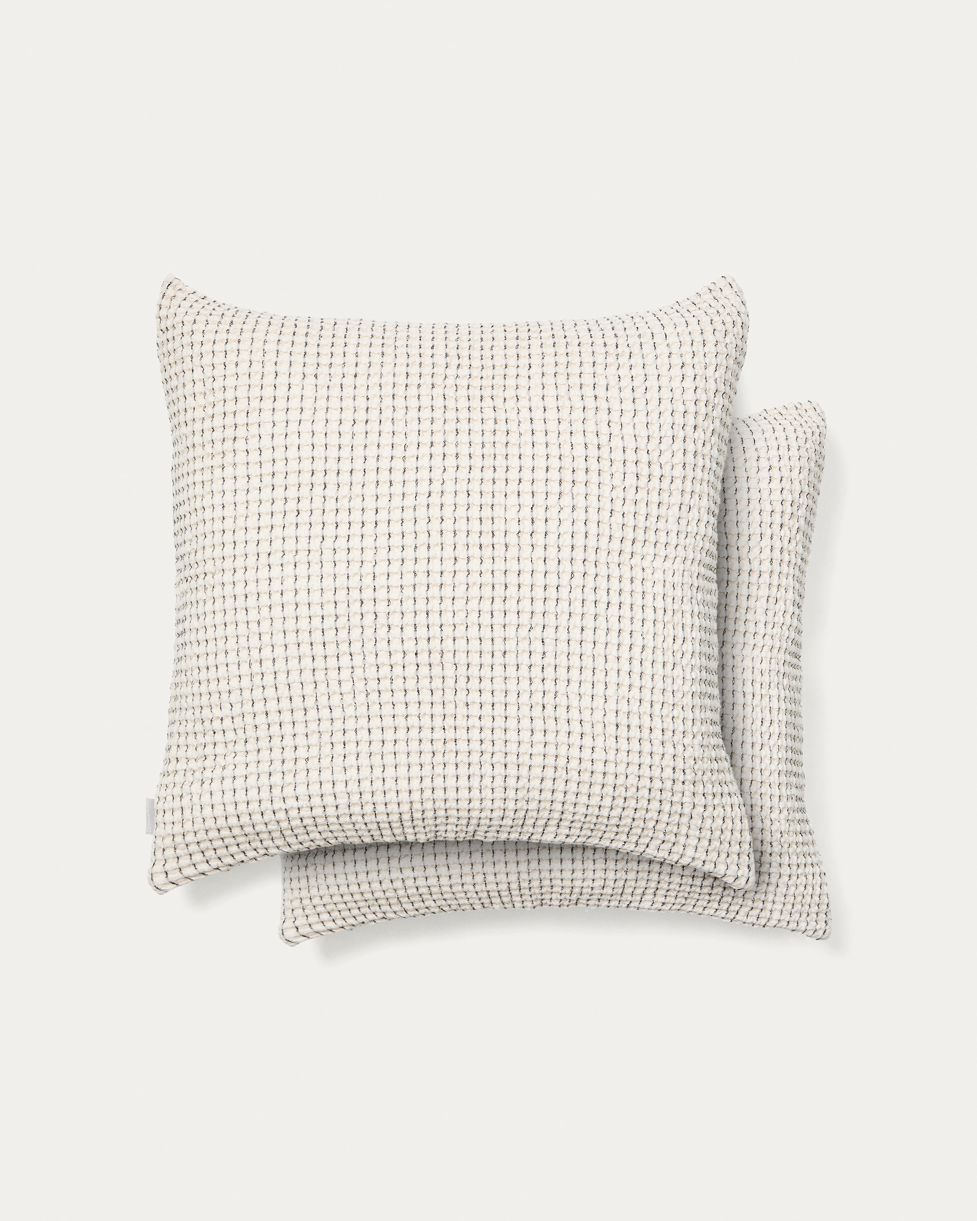 Mabile set of 2 blue striped jacquard cushions in 100% cotton 50 x 50cm - Product View