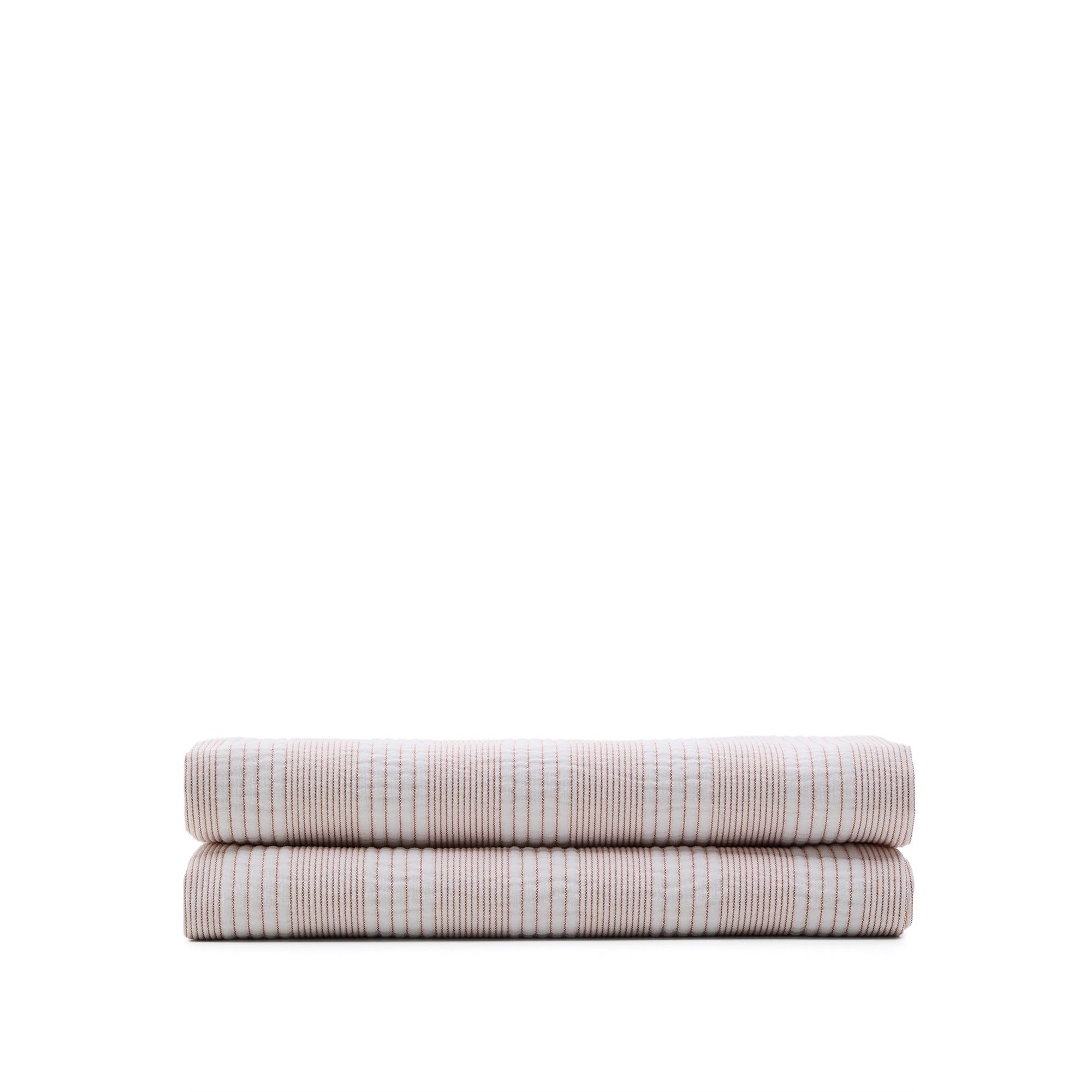 Macie orange and beige striped 100% cotton bedspread for 90/135cm bed - Product Image
