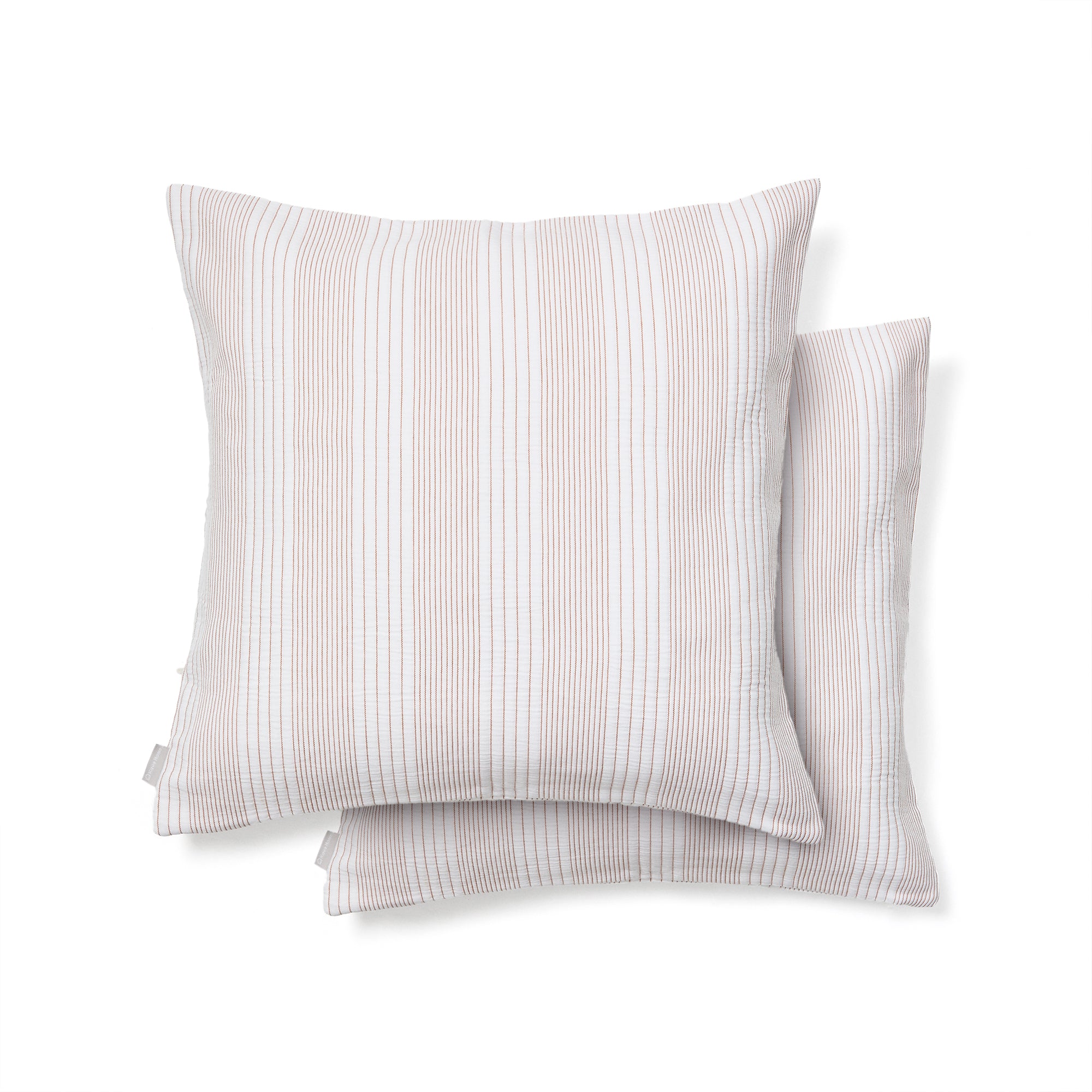 Macie set of 2 red and beige striped 100% cotton cushion covers 50 x 50cm - Product Image