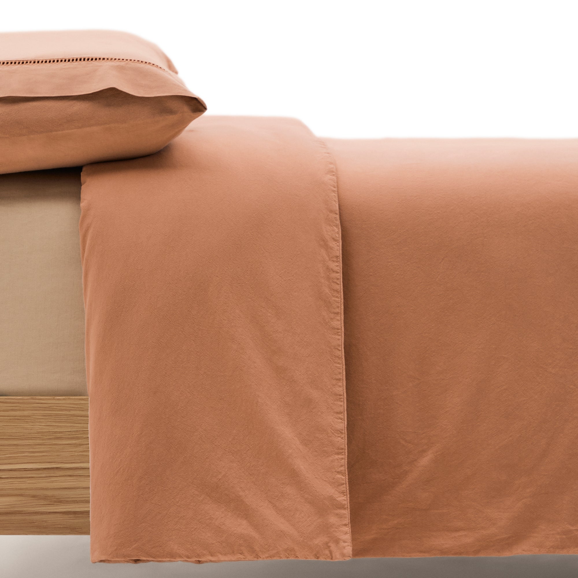 Caline Set of Duvet Cover and Pillowcases 100% Cotton Terracotta for 90 cm Bed - Product Image