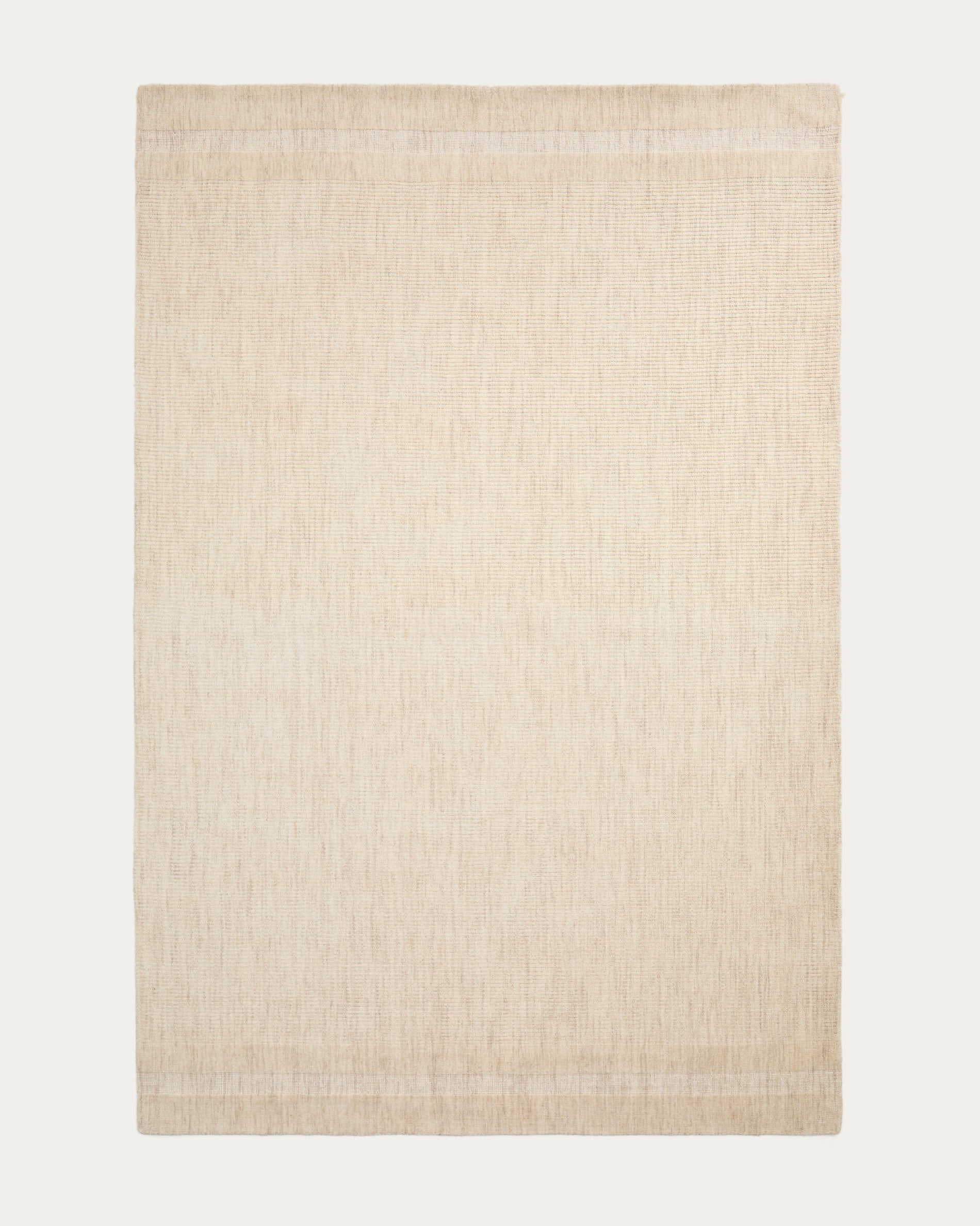 Dalena beige striped jacquard wool rug 300 x 200cm - Product View