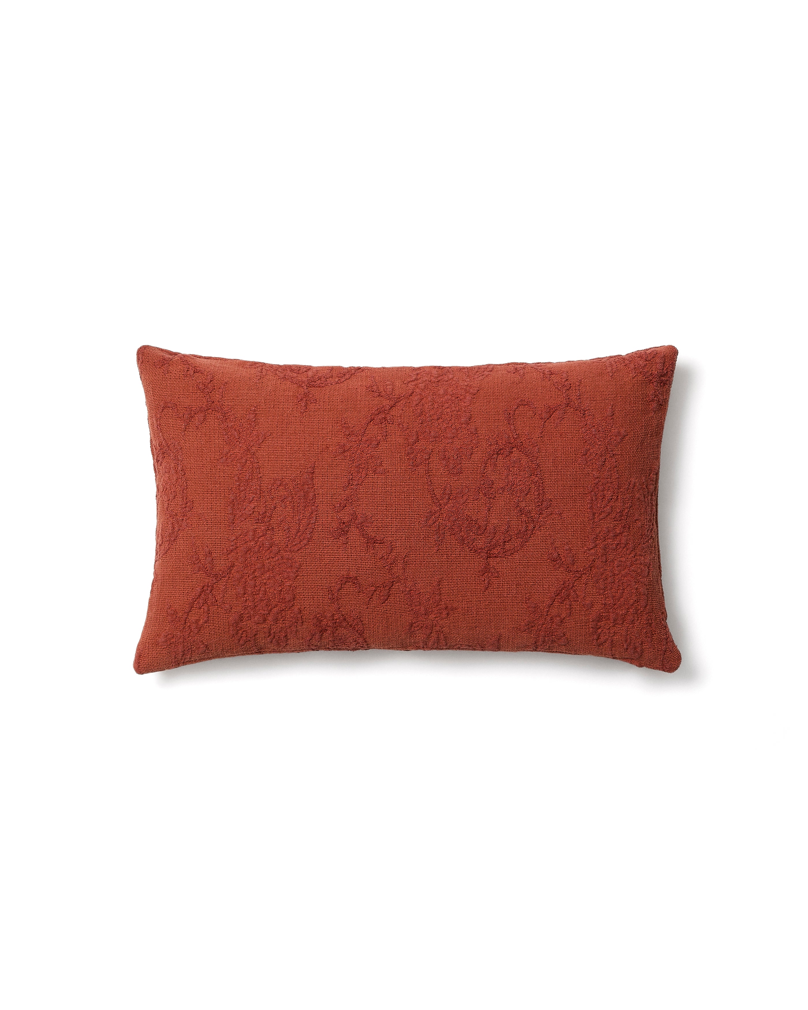 Velina cushion cover in red washed linen jacquard with floral design 30 x 50 cm - Product Image