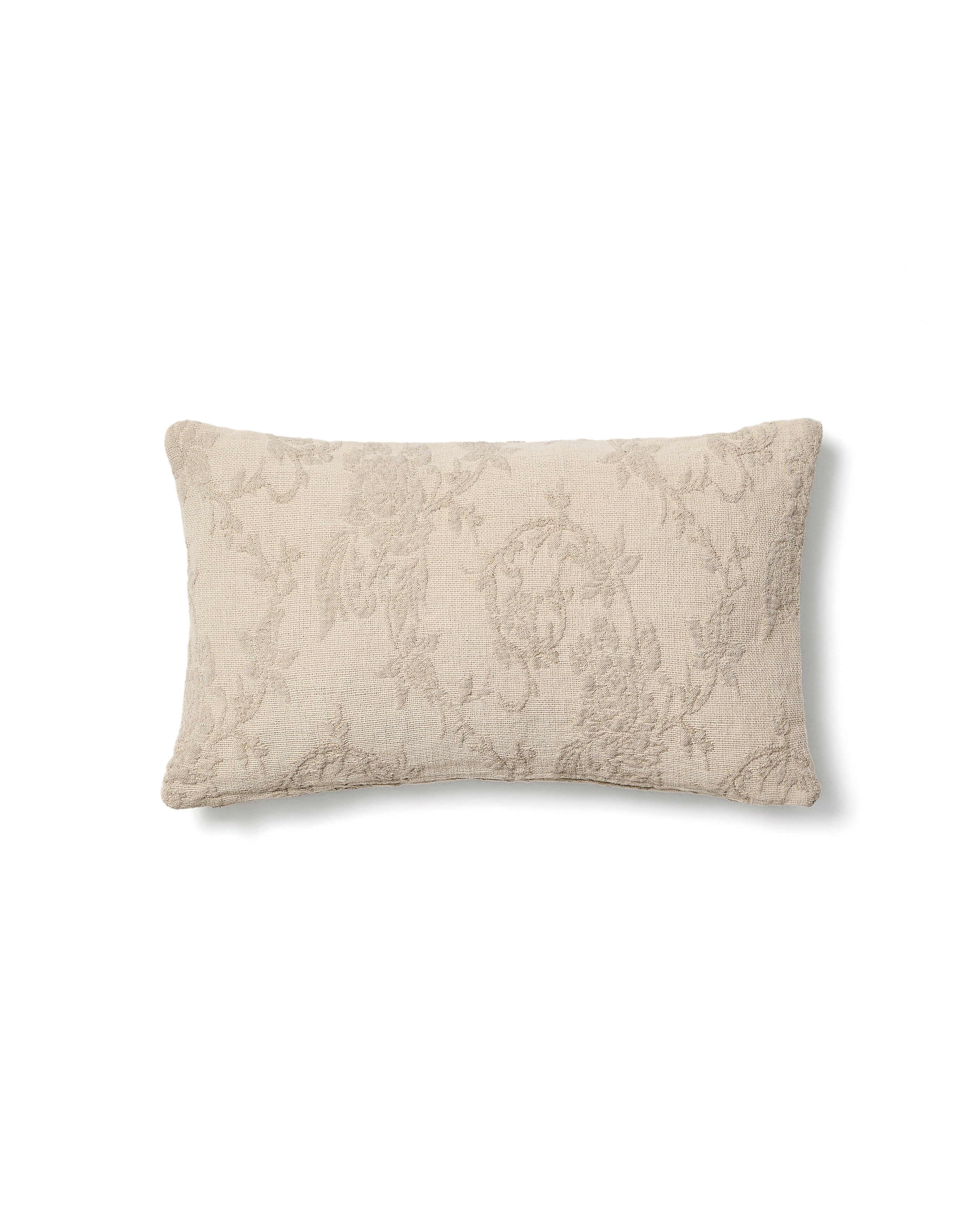 Velina cushion cover in beige washed linen jacquard with floral design 30 x 50 cm - Product Image