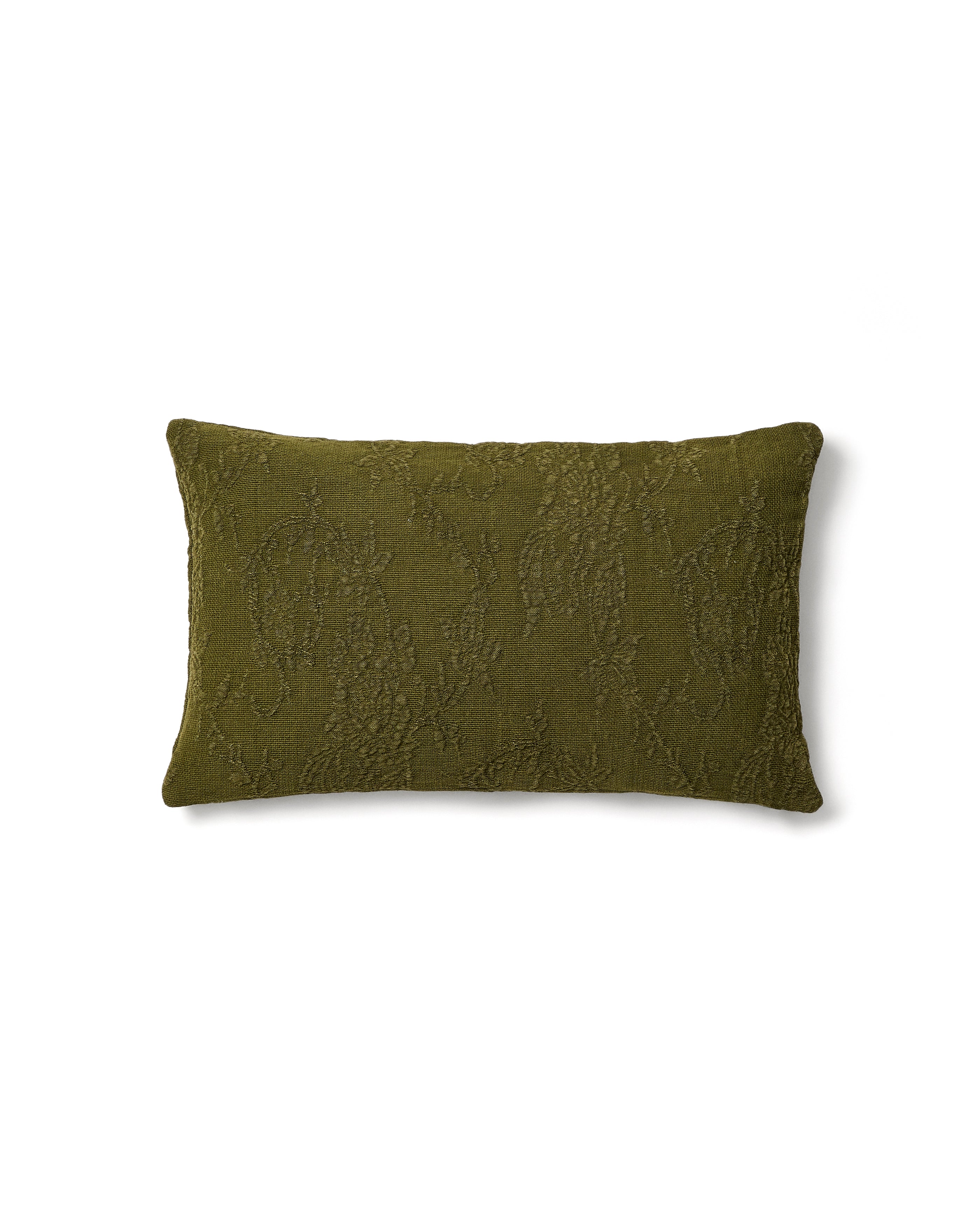 Velina cushion cover in green washed linen jacquard with floral design 30 x 50 cm - Product Image