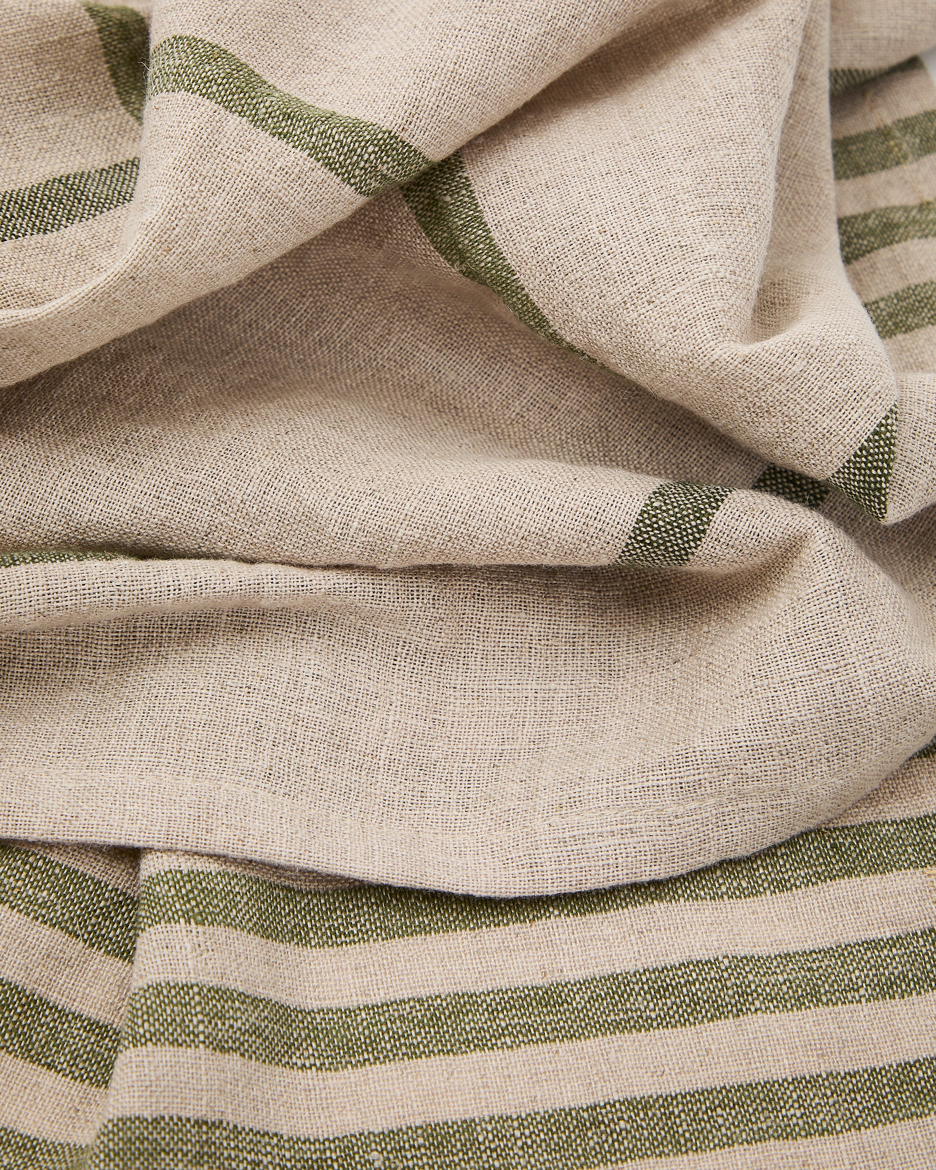 Jarne set of 2 placemats in beige and green linen 35 x 50 cm - Detail