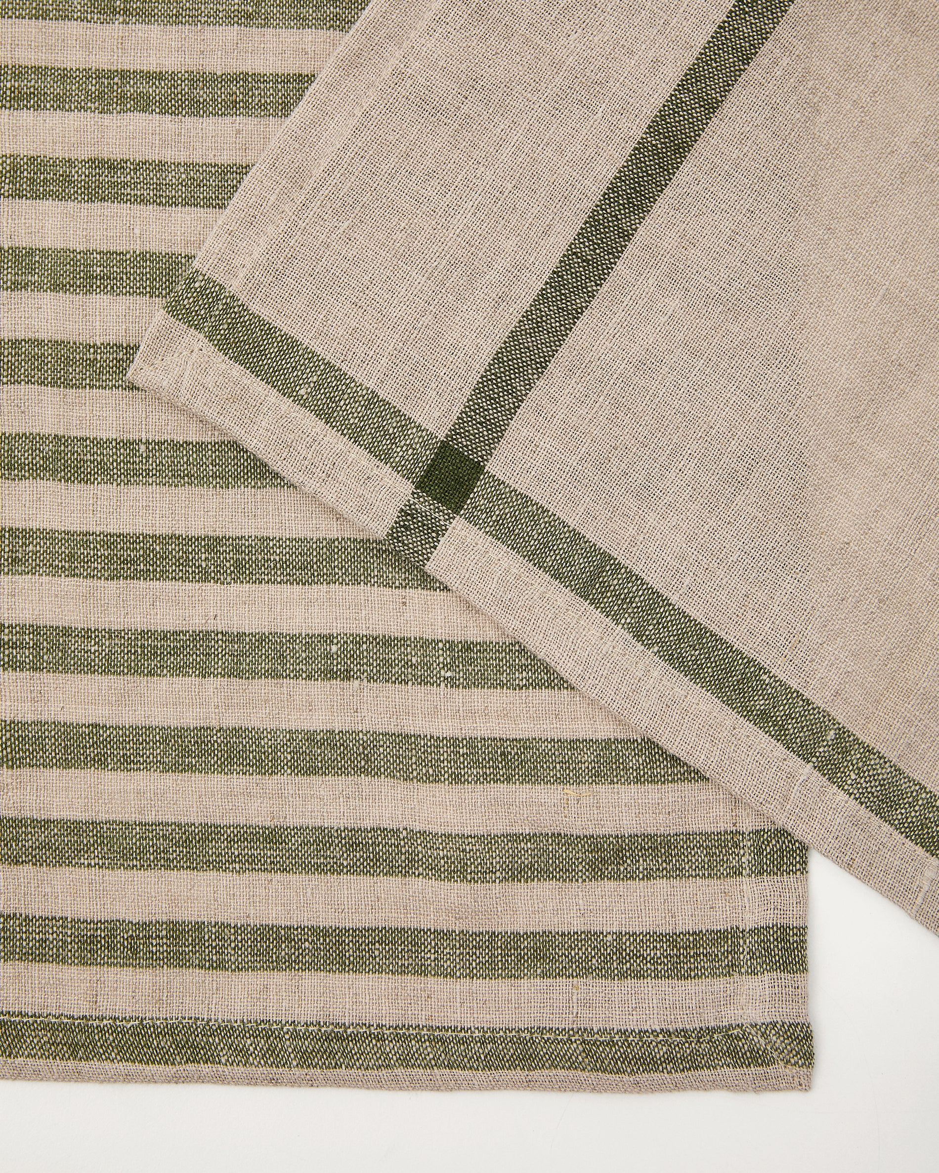 Jarne set of 2 placemats in beige and green linen 35 x 50 cm - Detail