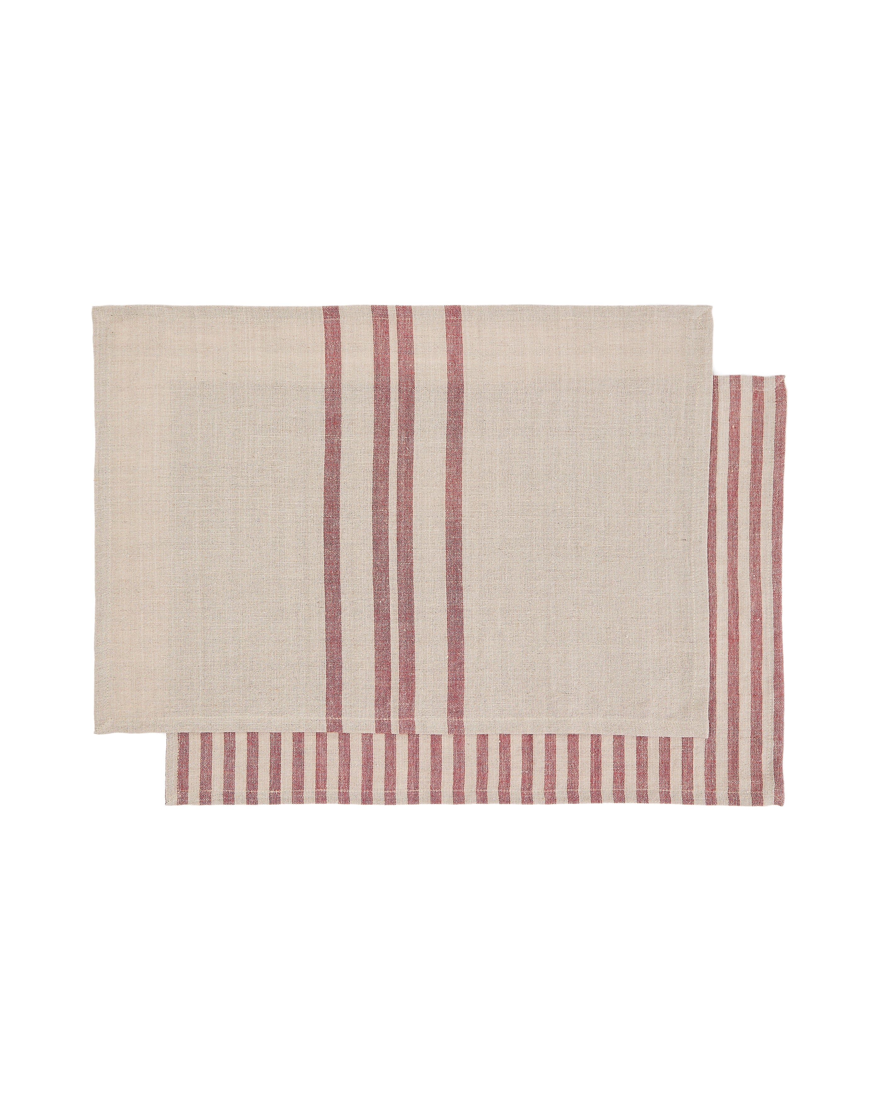 Jarne set of 2 placemats in beige and red linen 35 x 50 cm - Product Image