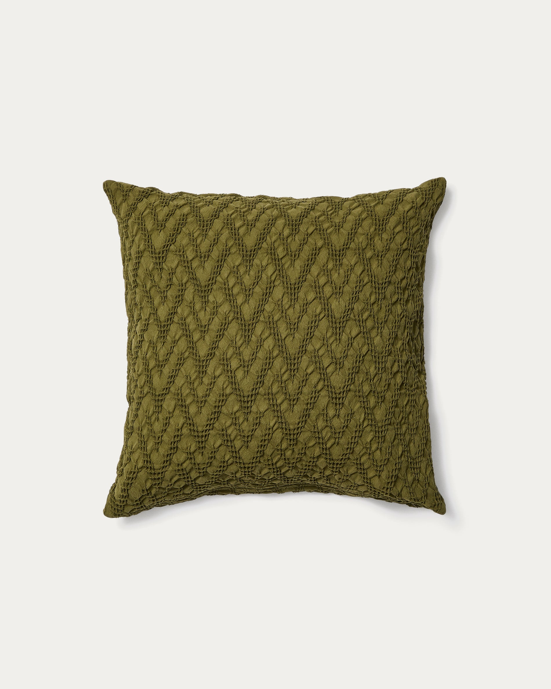 Evone cushion cover 100% cotton with waffle texture green 50 x 50 cm - Product View