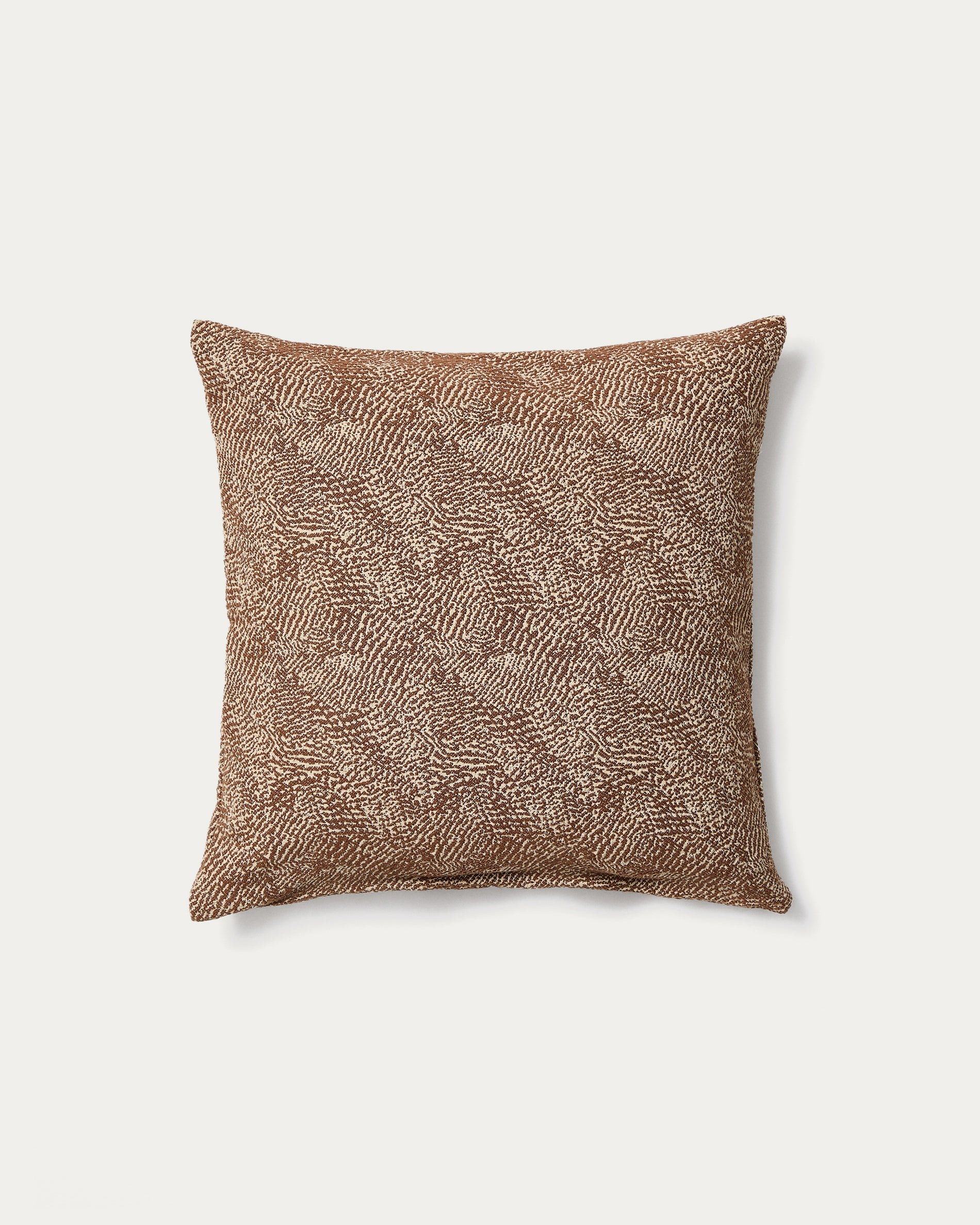 Junie cushion cover in brown and beige cotton jacquard 50 x 50 cm - Product View