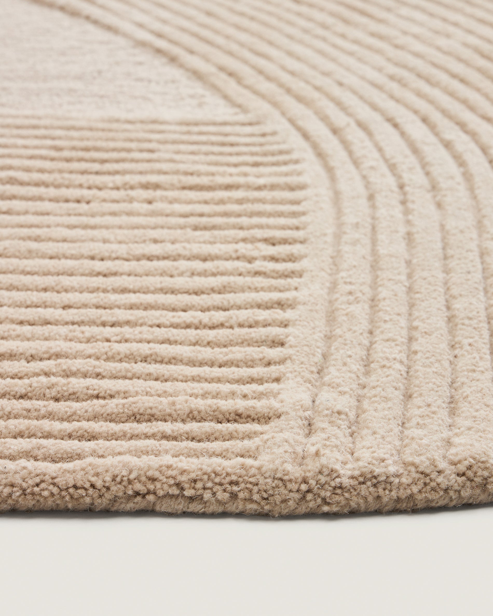 Domm beige wool rug, Ø 200 cm - Detail