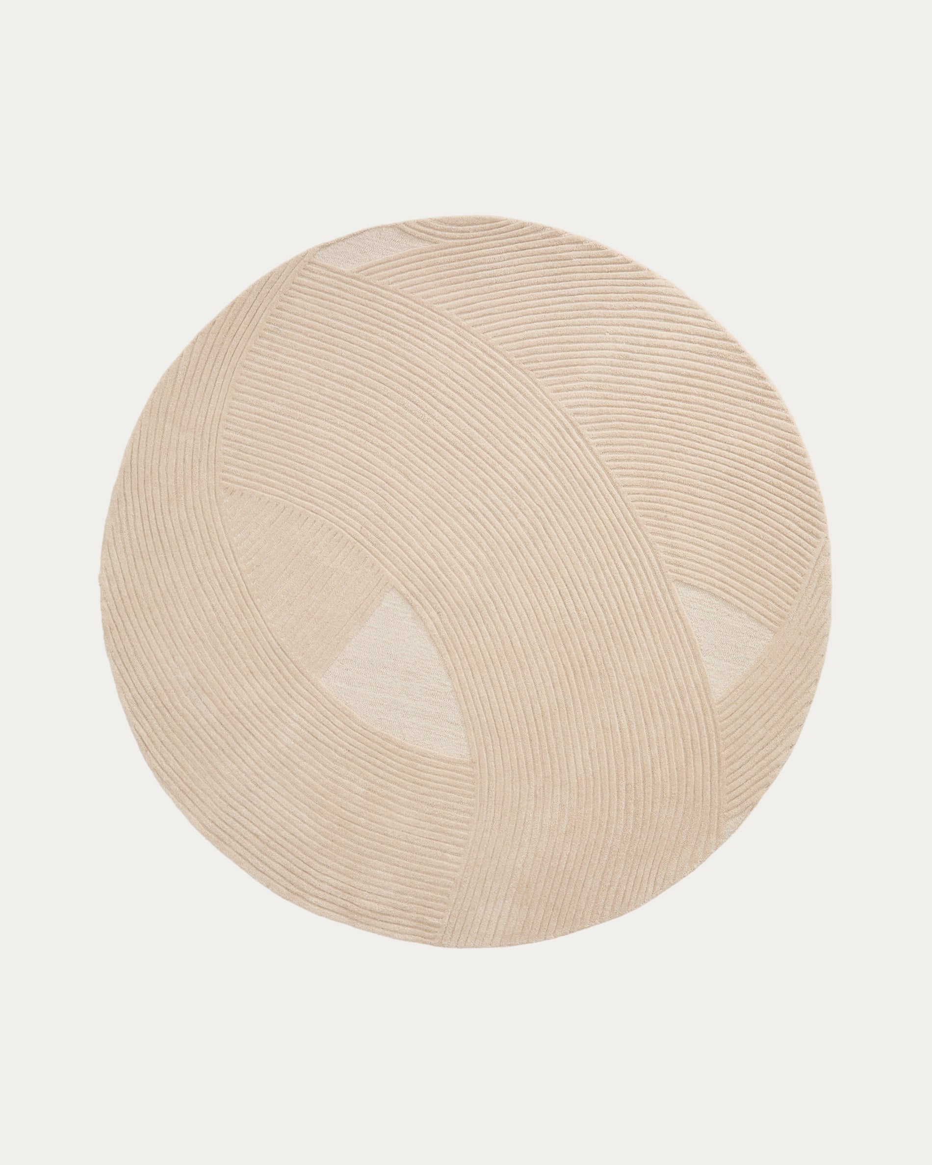 Domm beige wool rug, Ø 200 cm - Product View