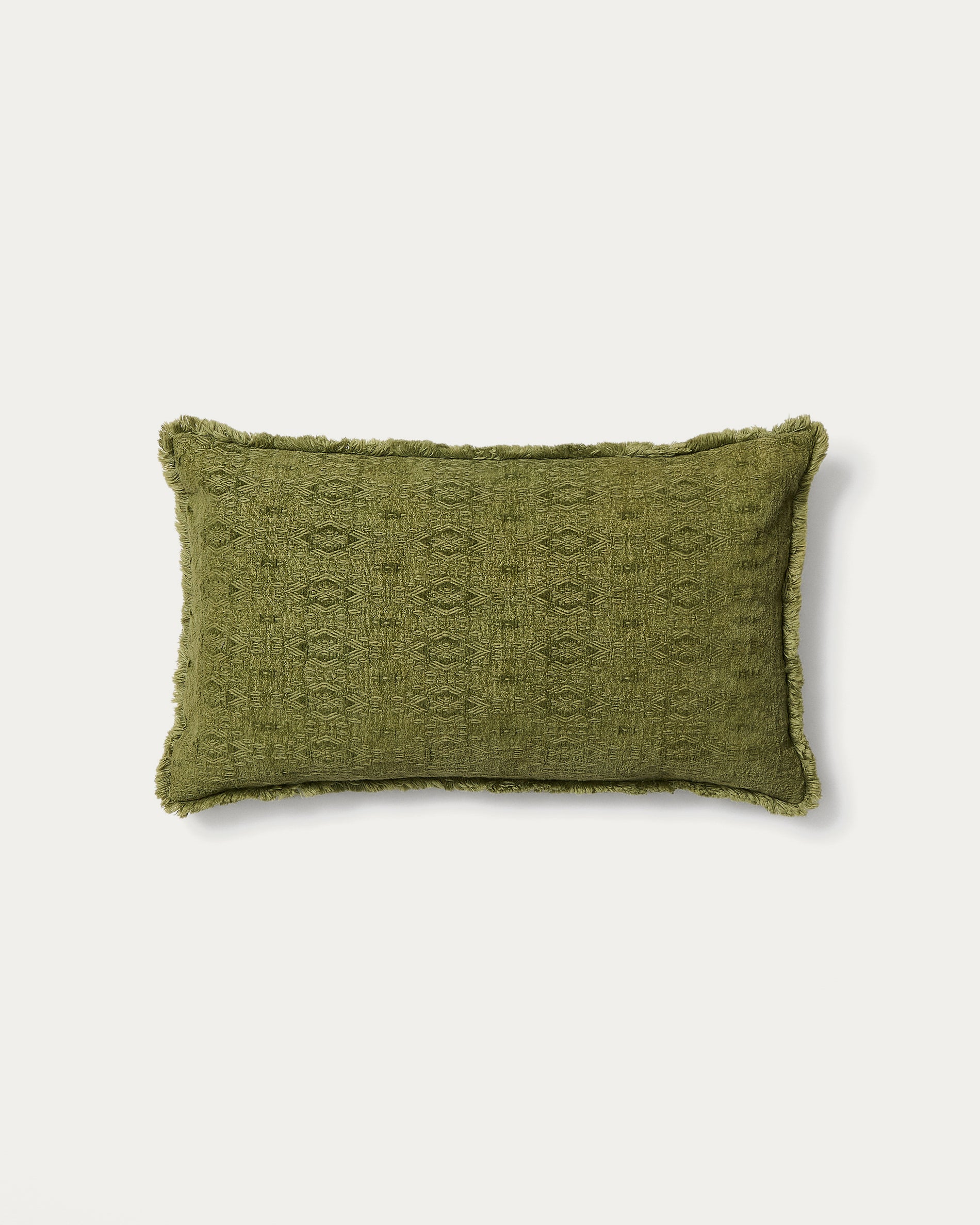 Narela cushion cover in green jacquard cotton and viscose 50 x 30 cm - Product View