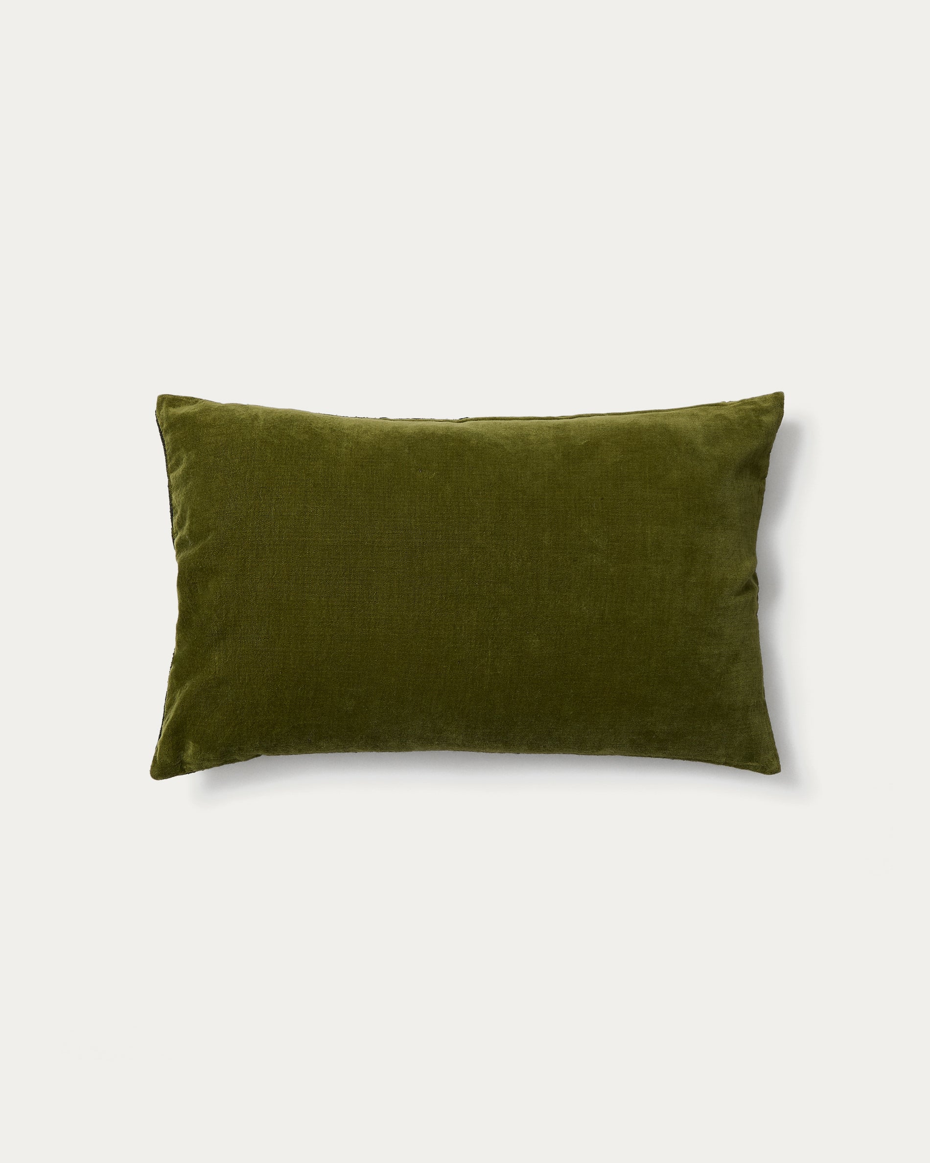 Davina cotton cushion cover with green zebra embroidery 40 x 60 cm - Product View
