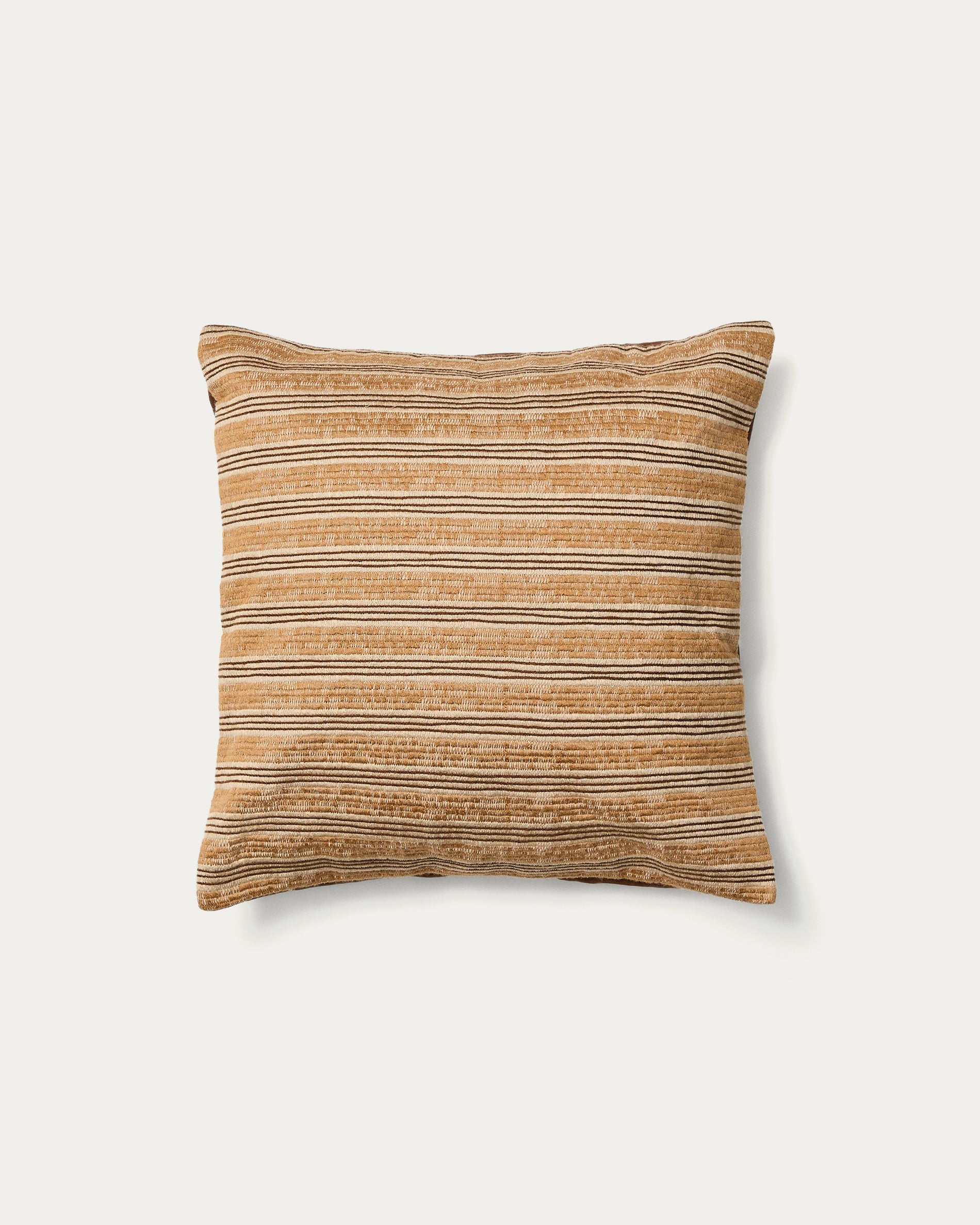 Tavina 100% cotton cushion cover with brown embroidery 50 x 50cm - Product View