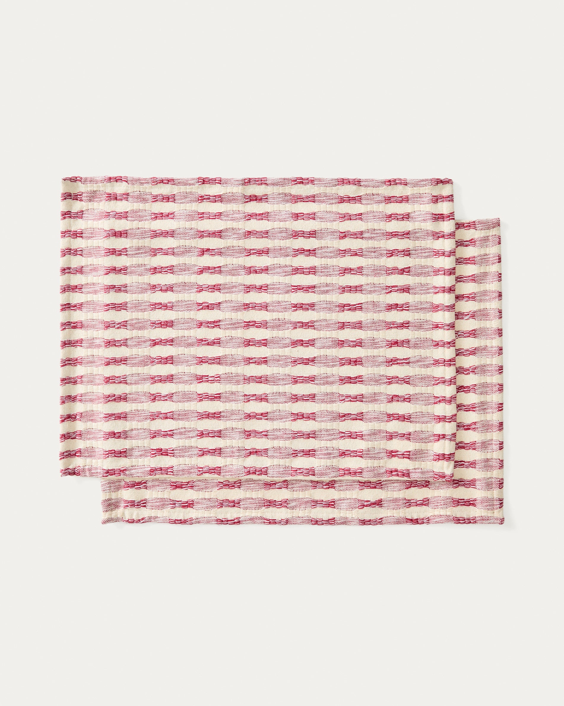Coren set of 2 placemats in contrasting red 100% cotton jacquard 35 x 50cm - Product View