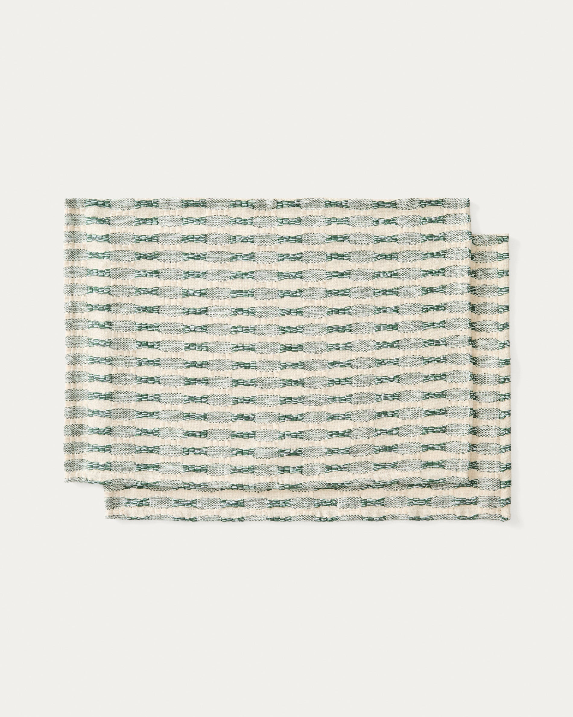Coren set of 2 placemats in contrasting green 100% cotton jacquard 35 x 50cm - Product View