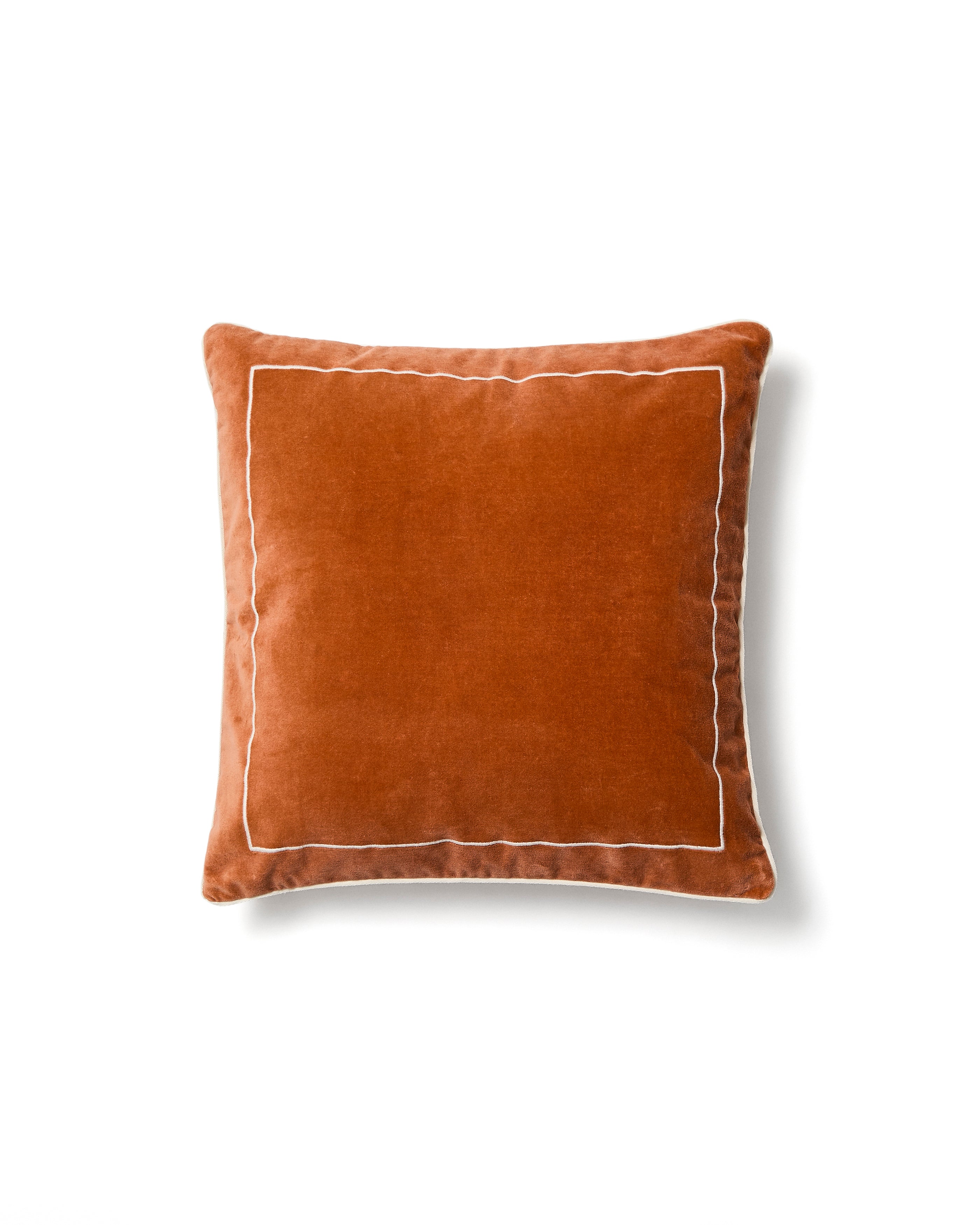 Tivani orange embroidered velvet cushion cover with contrasting trim 45 x 45cm - Product Image