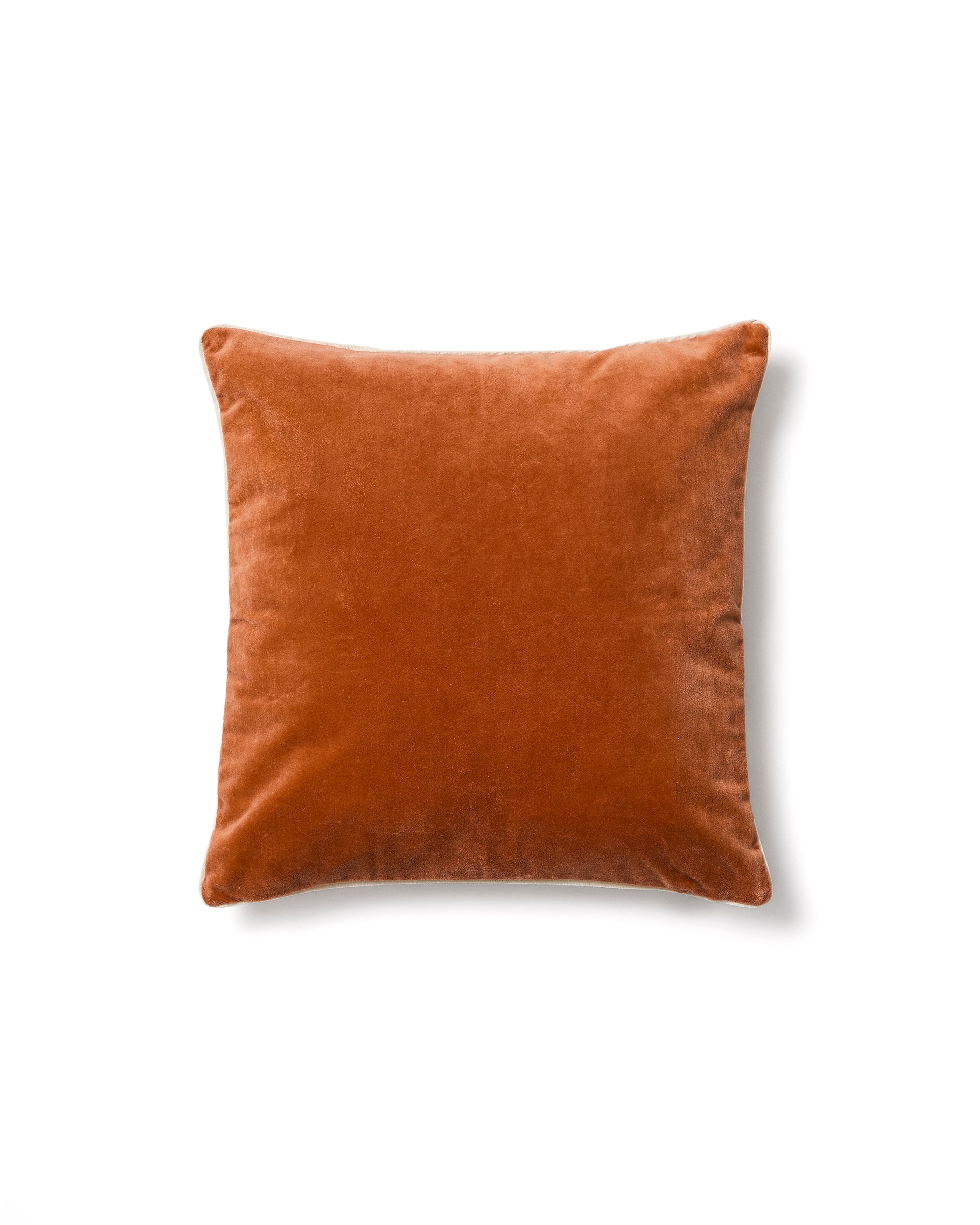 Tivani orange embroidered velvet cushion cover with contrasting trim 45 x 45cm - Product Image