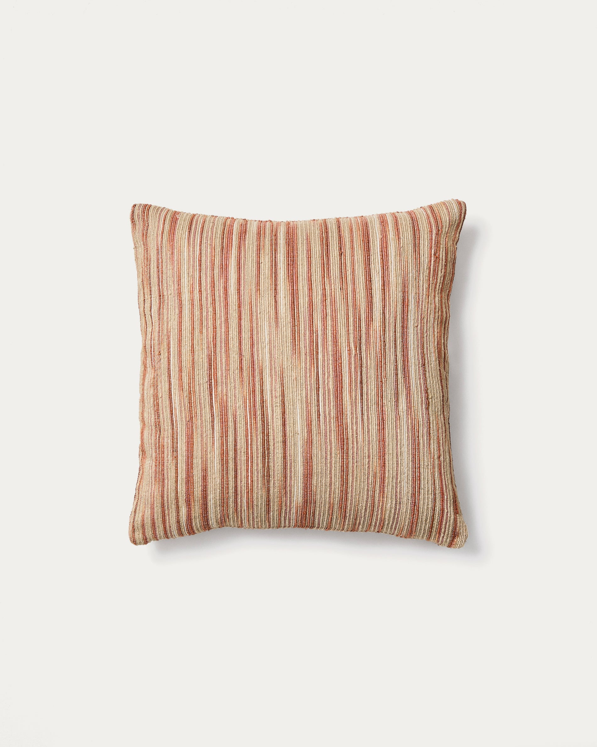 Zilora red and beige striped silk blend jacquard cushion cover 45 x 45cm - Product View