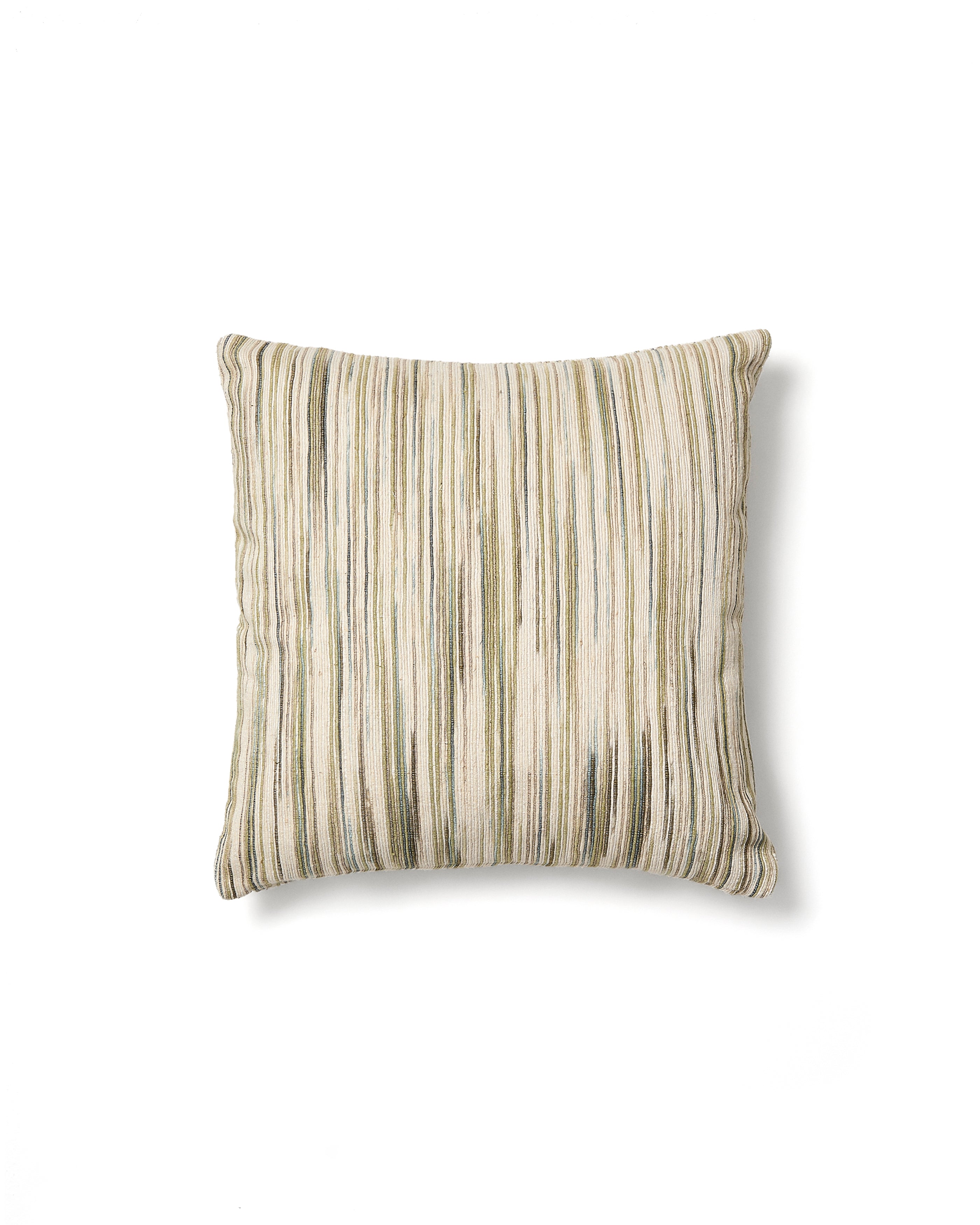 Zilora green and beige striped silk blend jacquard cushion cover 45 x 45cm - Product Image